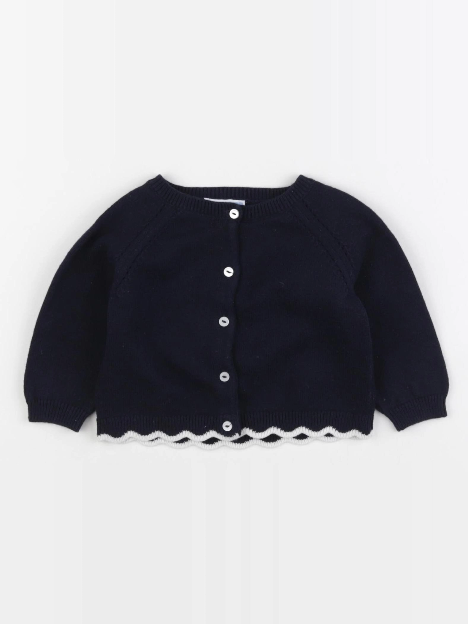 Jacadi - gilet bleu, blanc - 6 mois