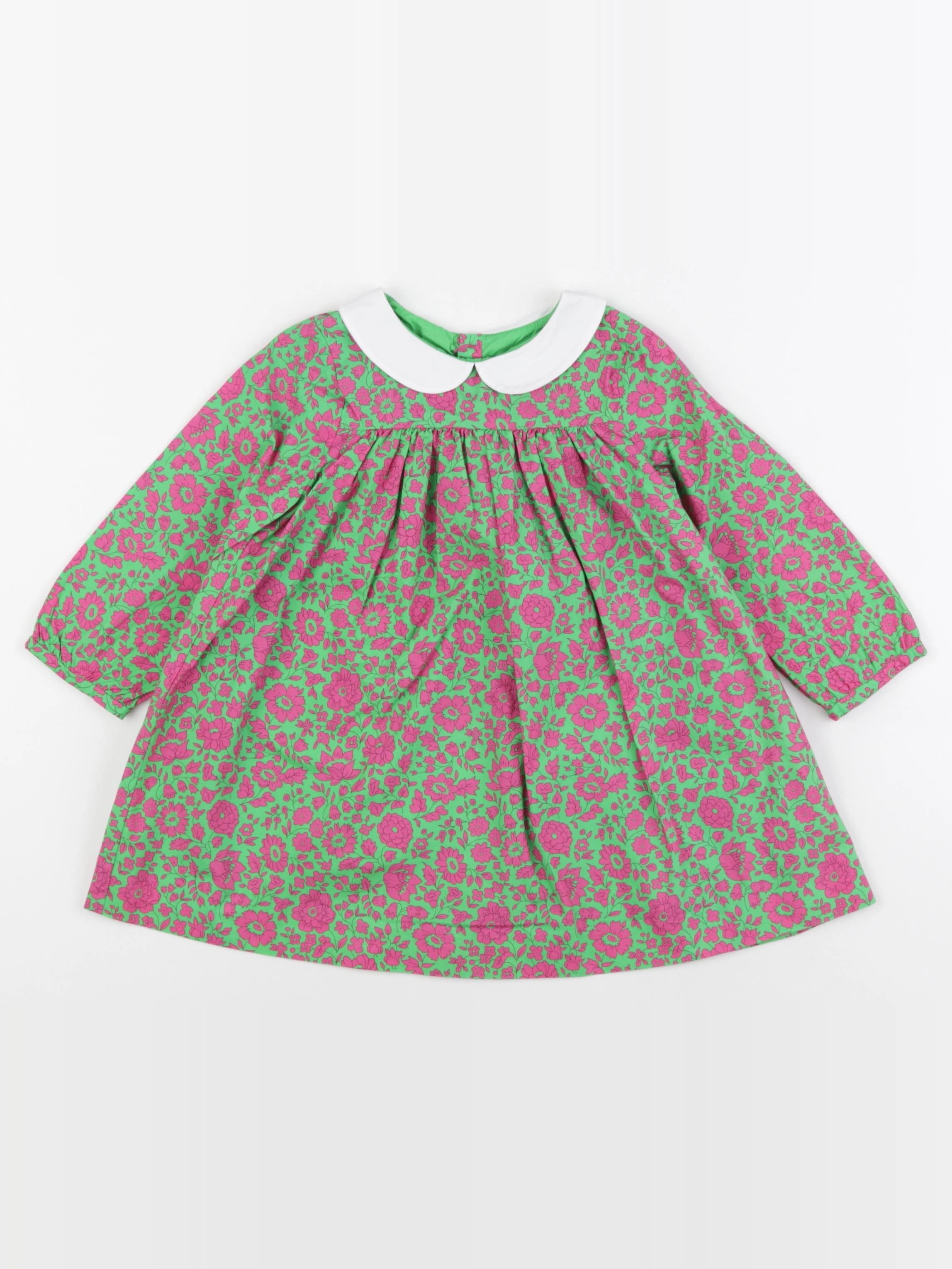 Jacadi - robe liberty vert, rose - 24 mois