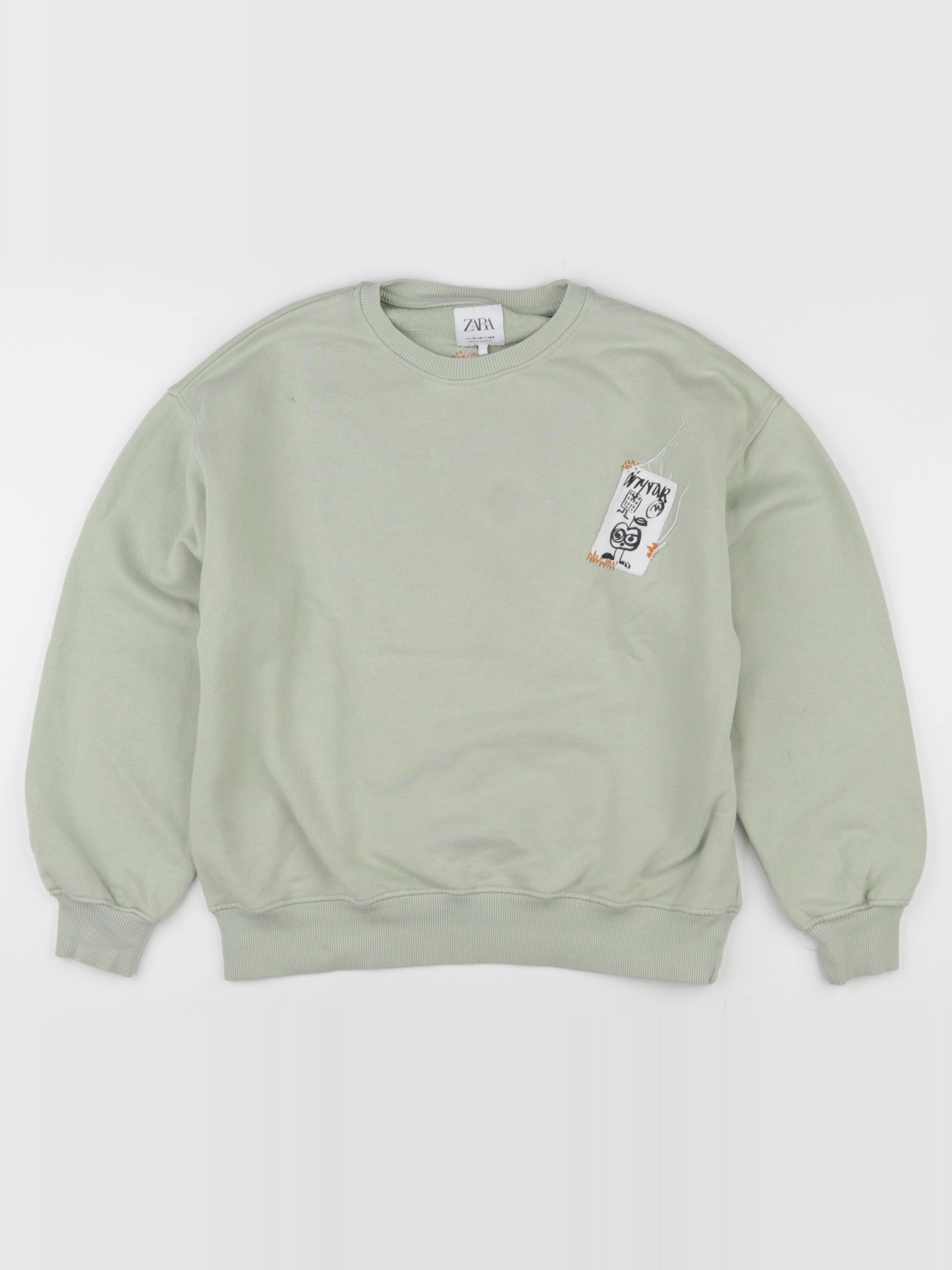 Zara - sweat imprimé au dos vert - 13/14 ans