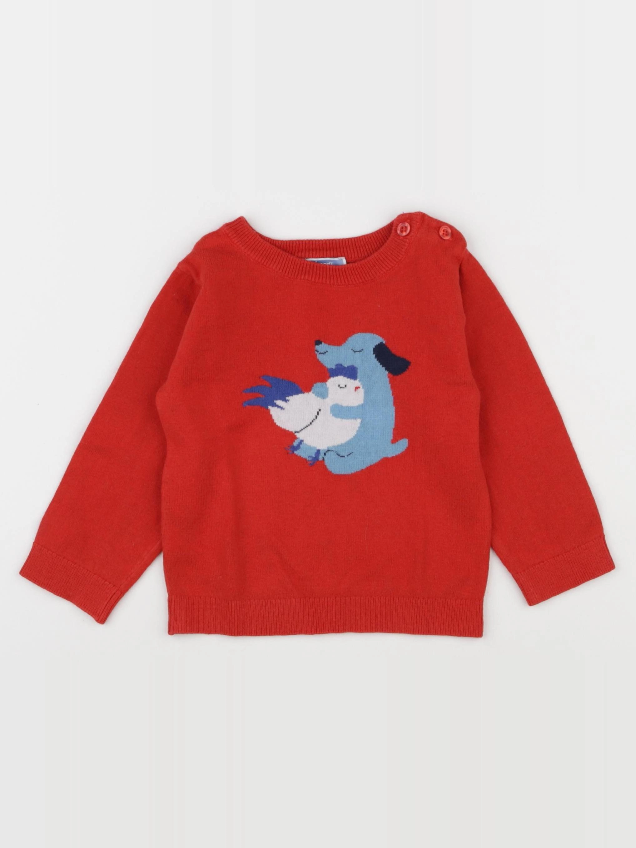 Jacadi - pull rouge - 24 mois