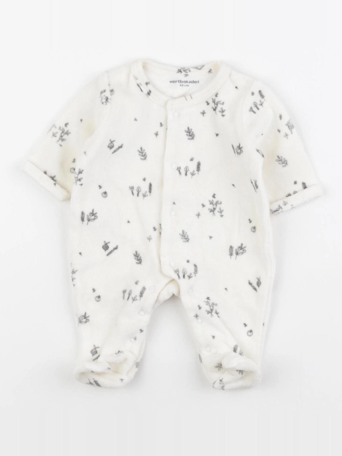 Vertbaudet - pyjama velours blanc - 0 mois