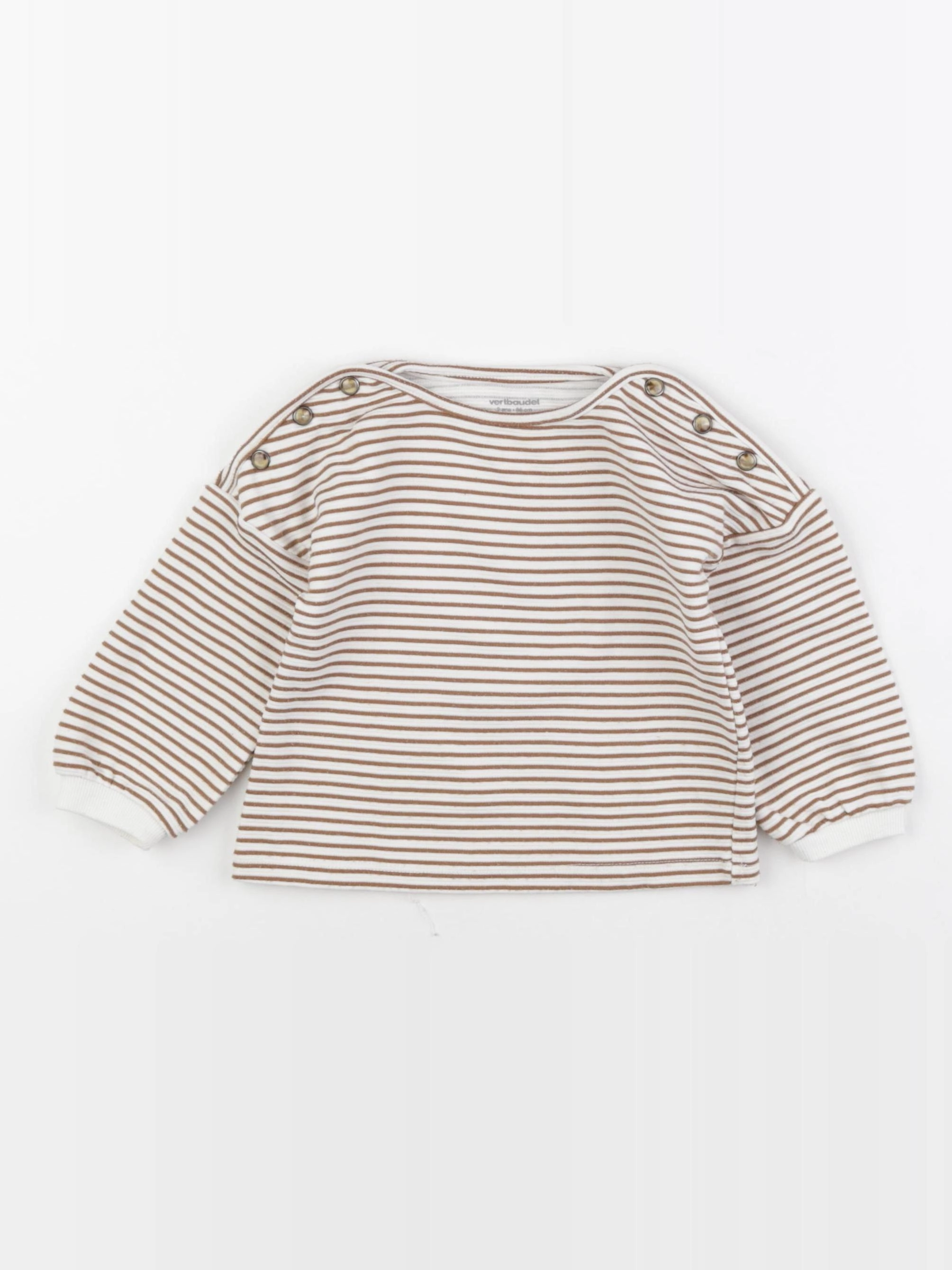 Vertbaudet - sweat beige, marron - 2 ans