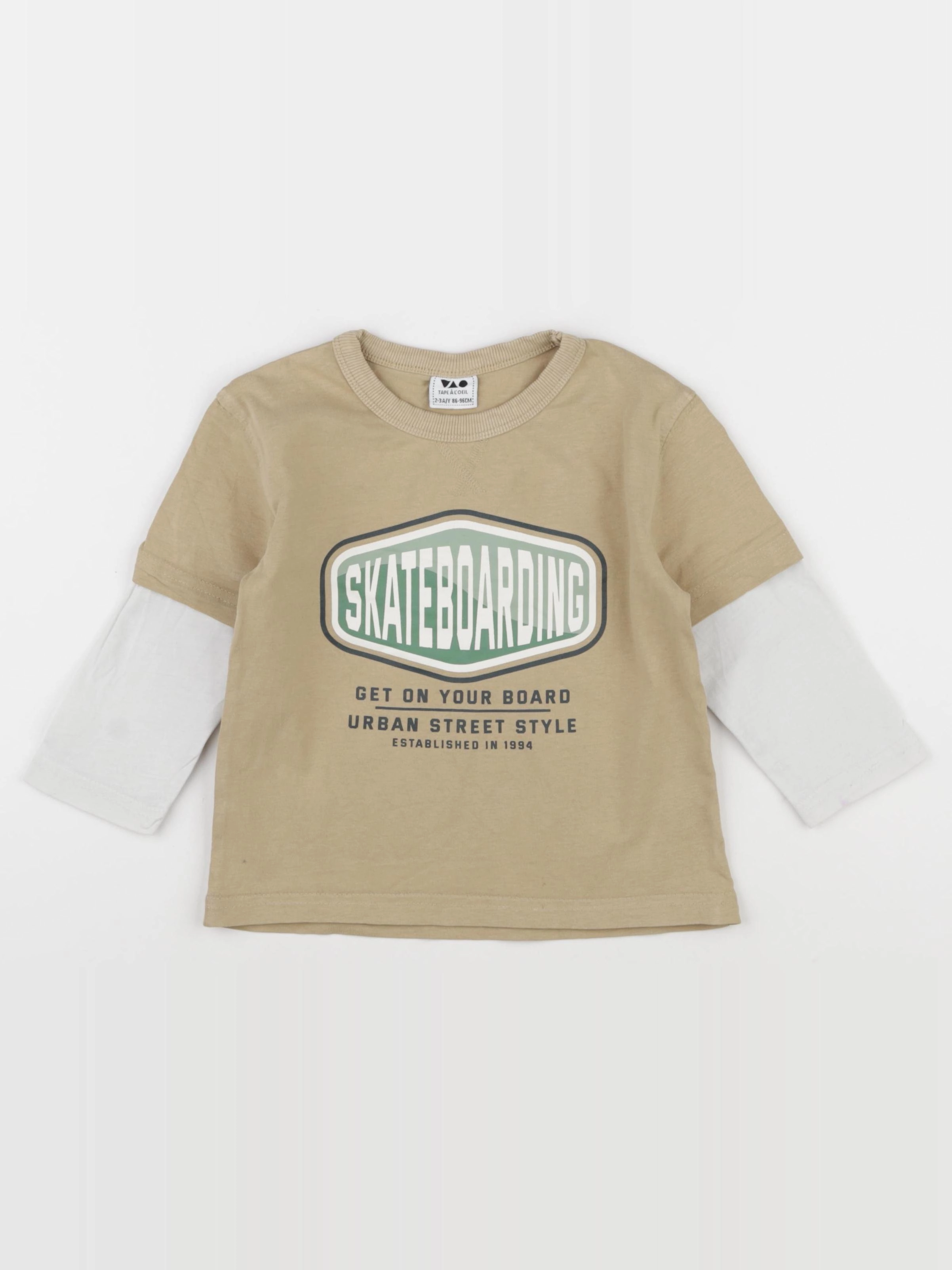 Tape à l'oeil - tee-shirt beige, blanc - 2/3 ans