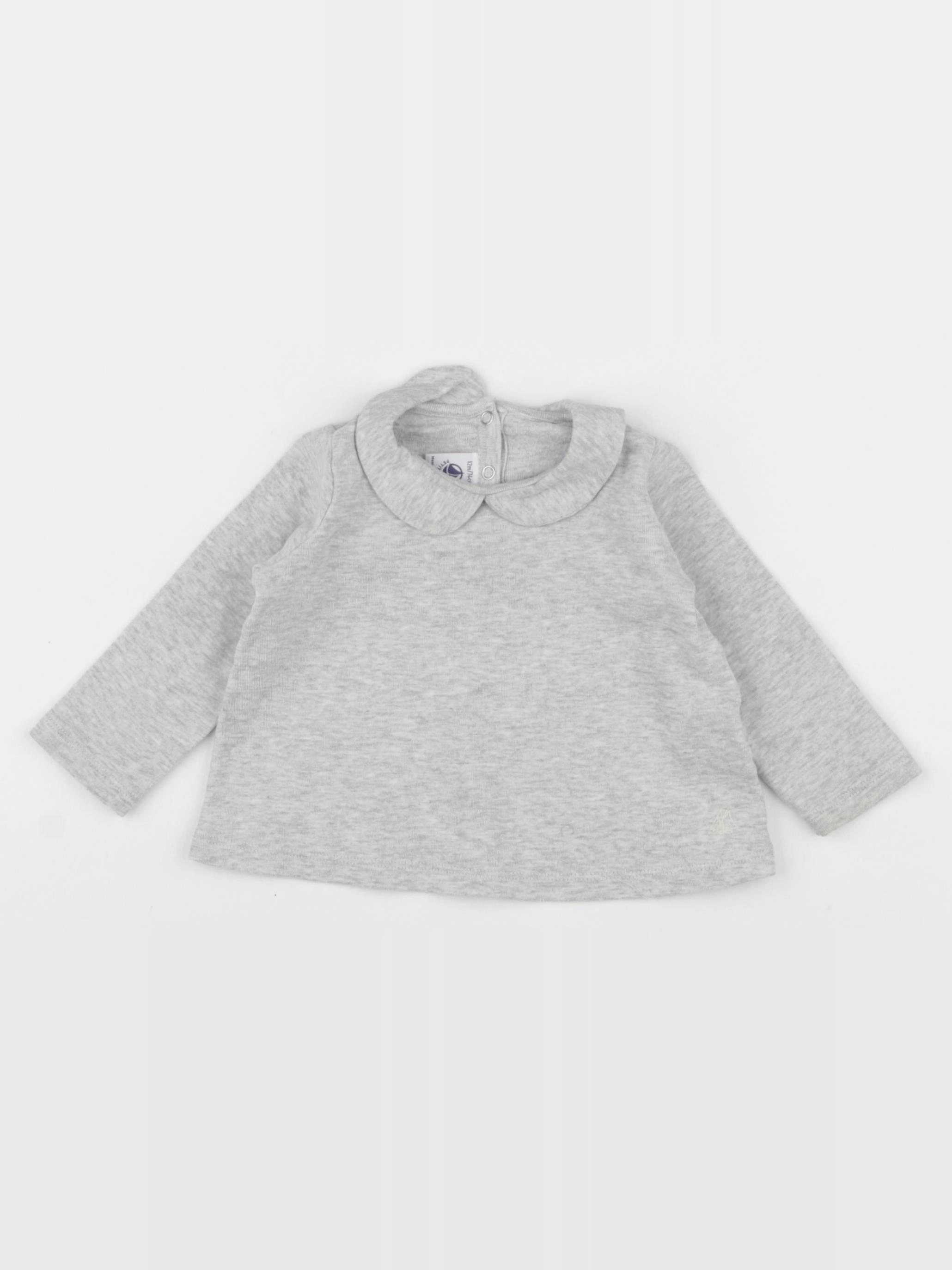 Petit Bateau - tee-shirt gris - 12 mois
