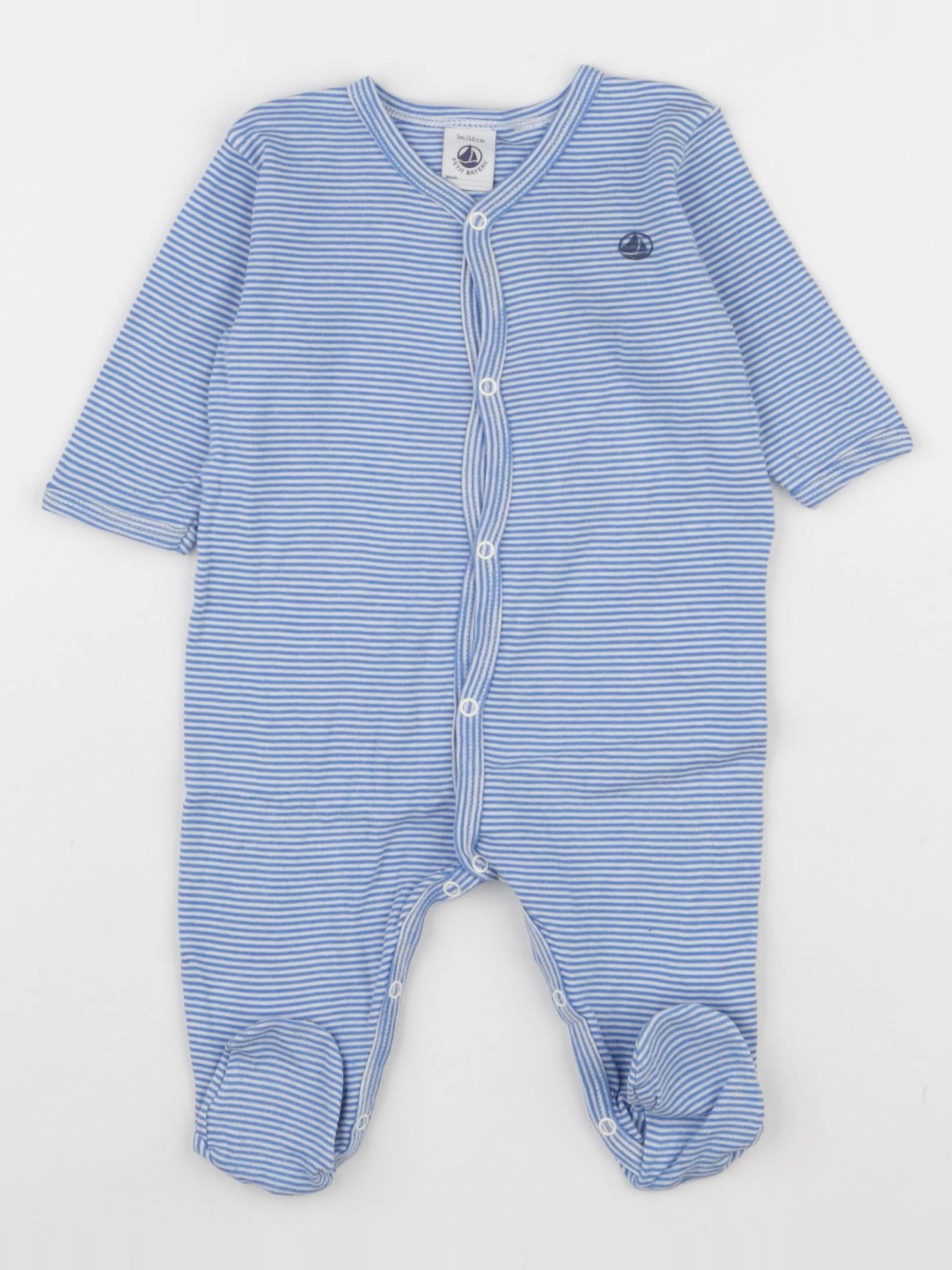 Petit Bateau - pyjama coton bleu - 3 mois