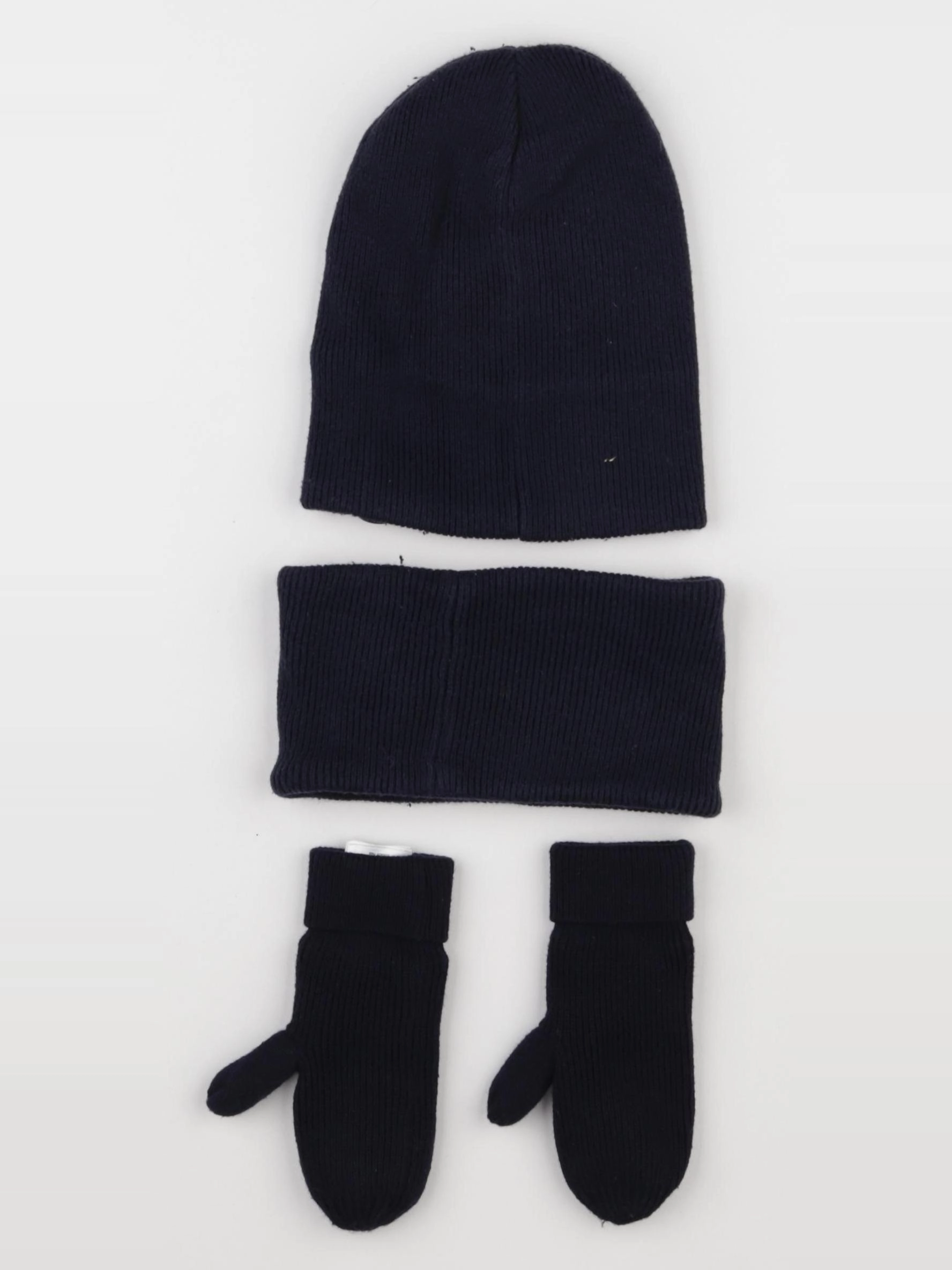 Jacadi - ensemble bonnet/moufles/tour de cou bleu - 2/4 ans