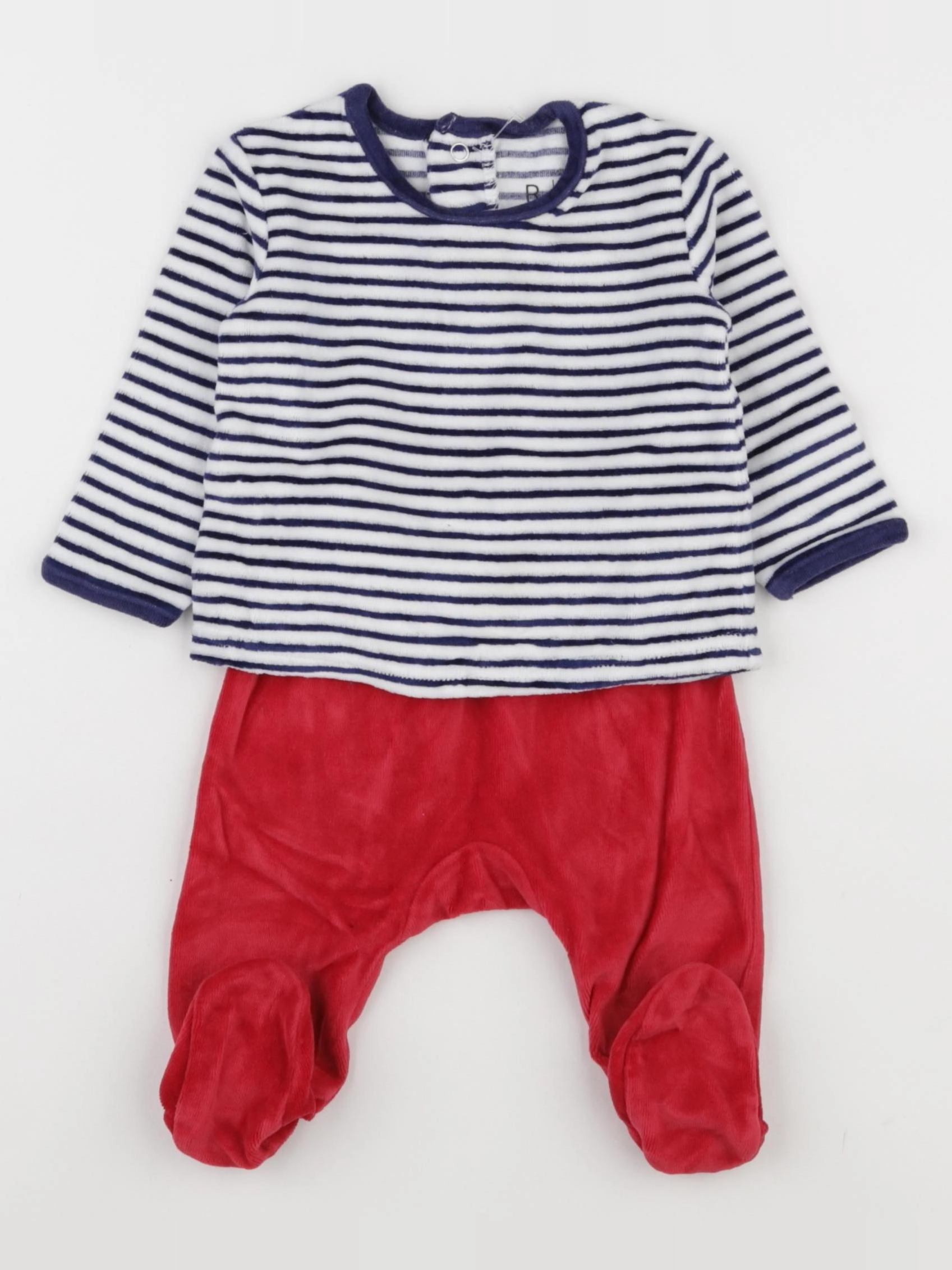 La Redoute - pyjama velours rouge, bleu - 3 mois