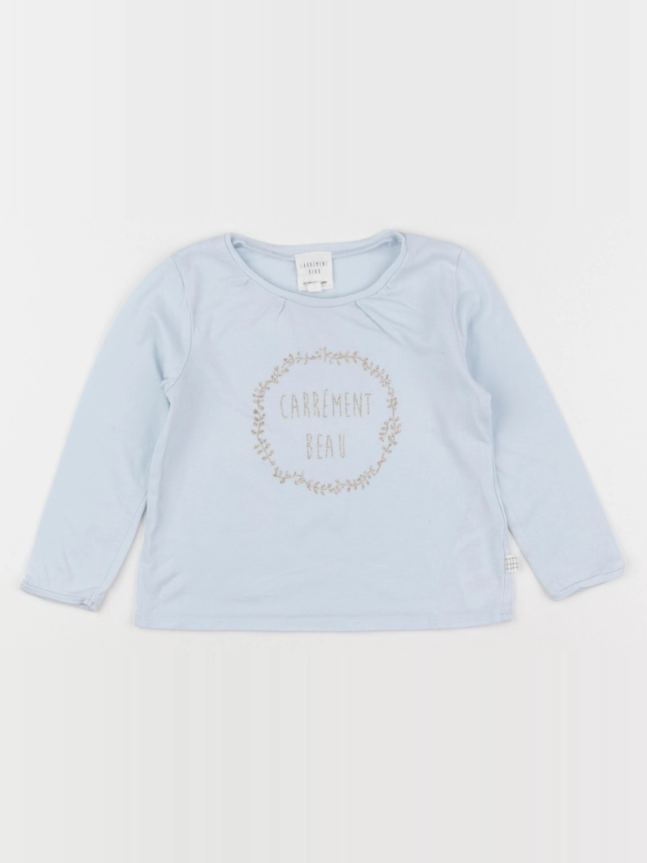 Carrément Beau - tee-shirt bleu, or - 2 ans