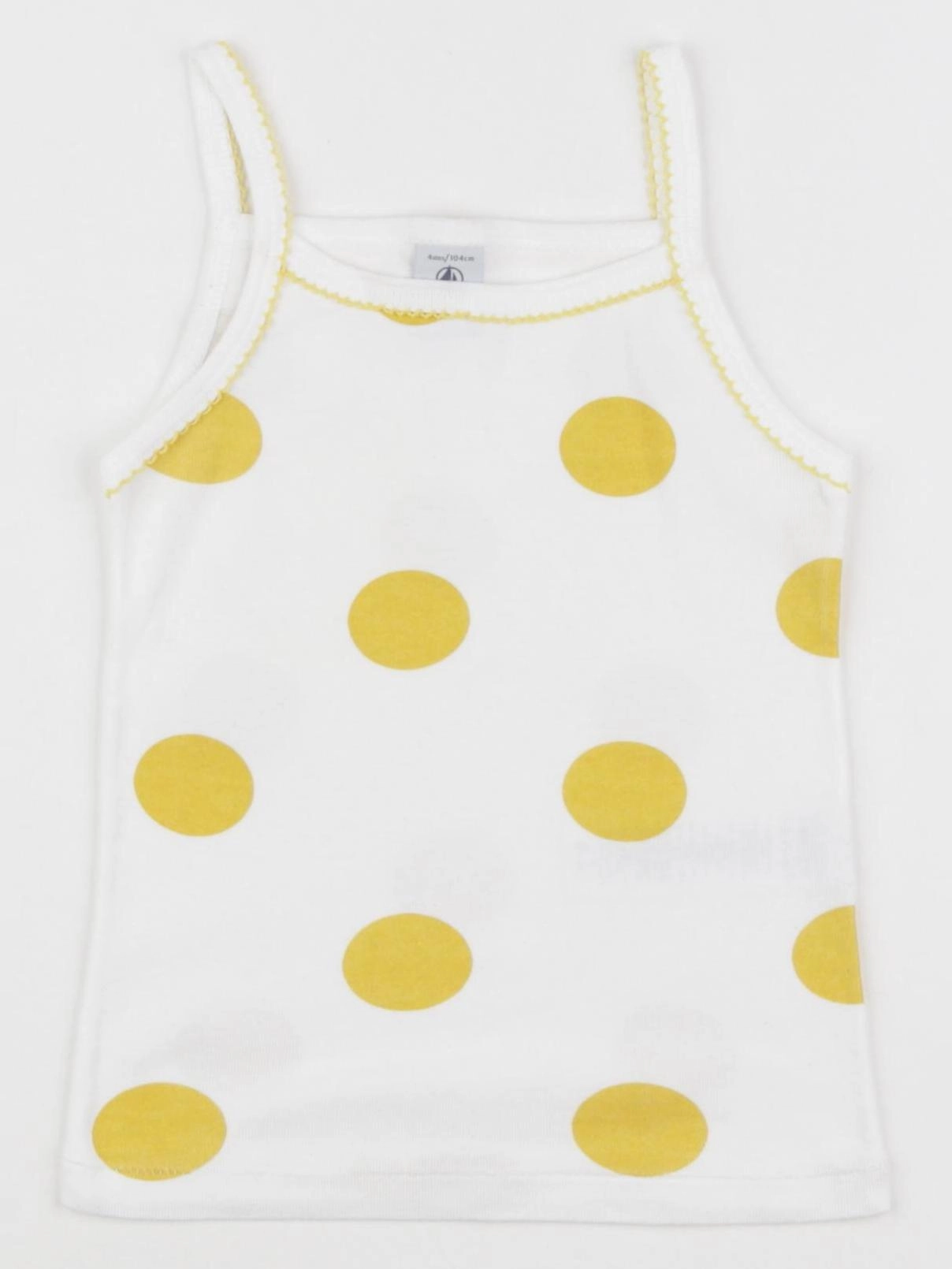 Petit Bateau - maillot de corps blanc, jaune - 4 ans