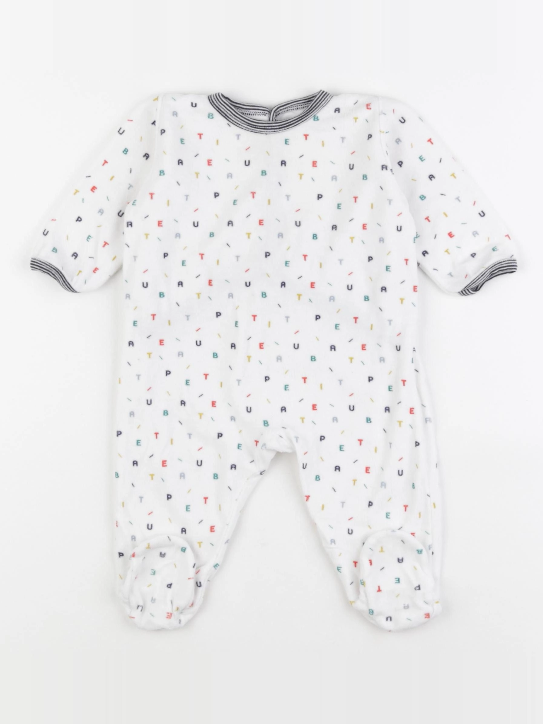 Petit Bateau - pyjama velours blanc, multicolore - 6 mois