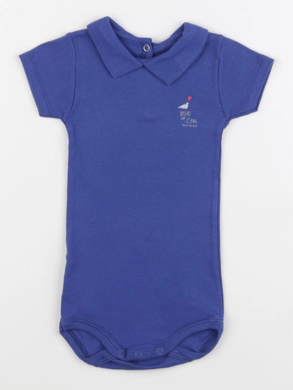 Petit Bateau - body à col bleu - 6 mois