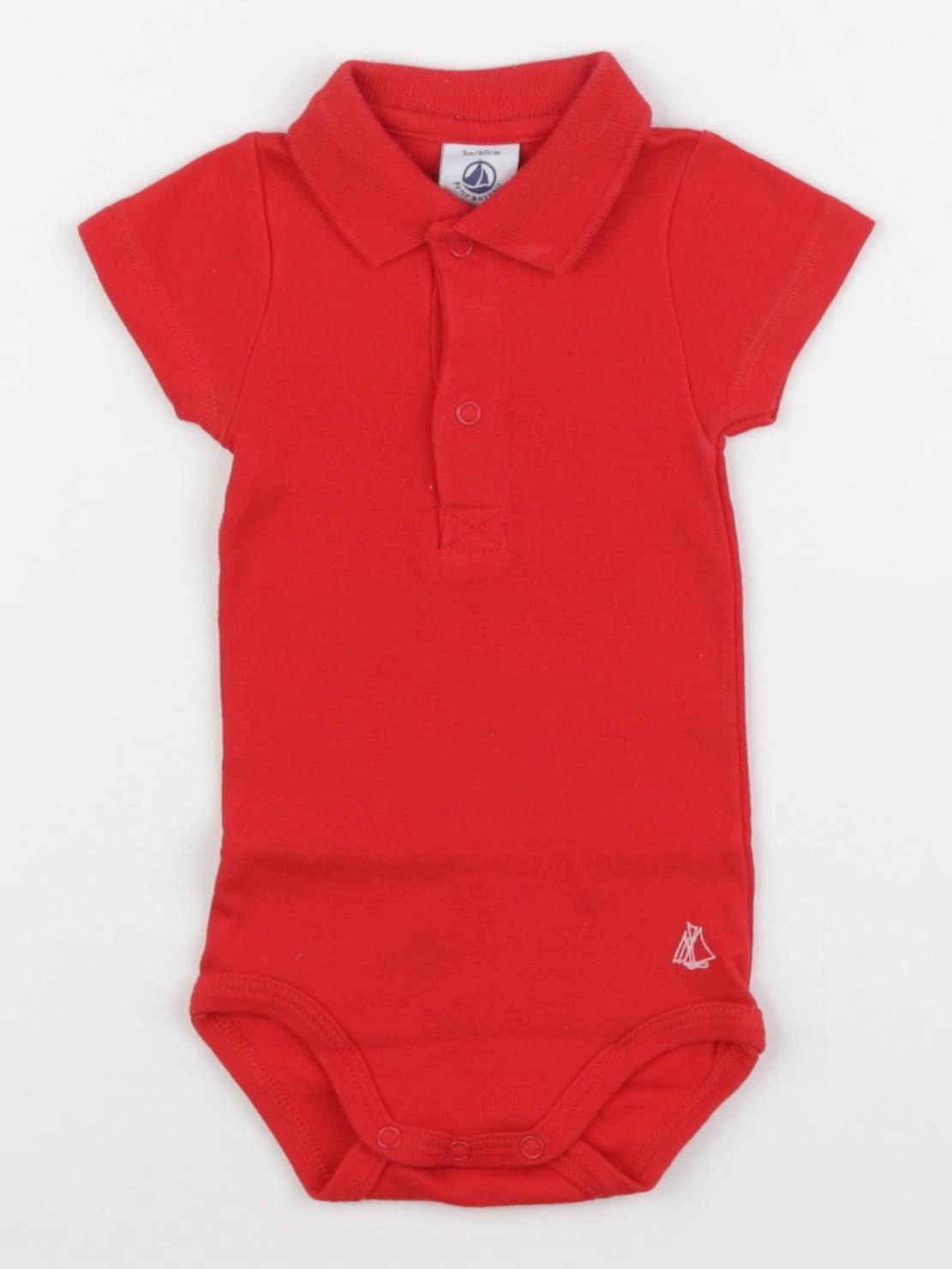 Petit Bateau - body à col rouge - 3 mois