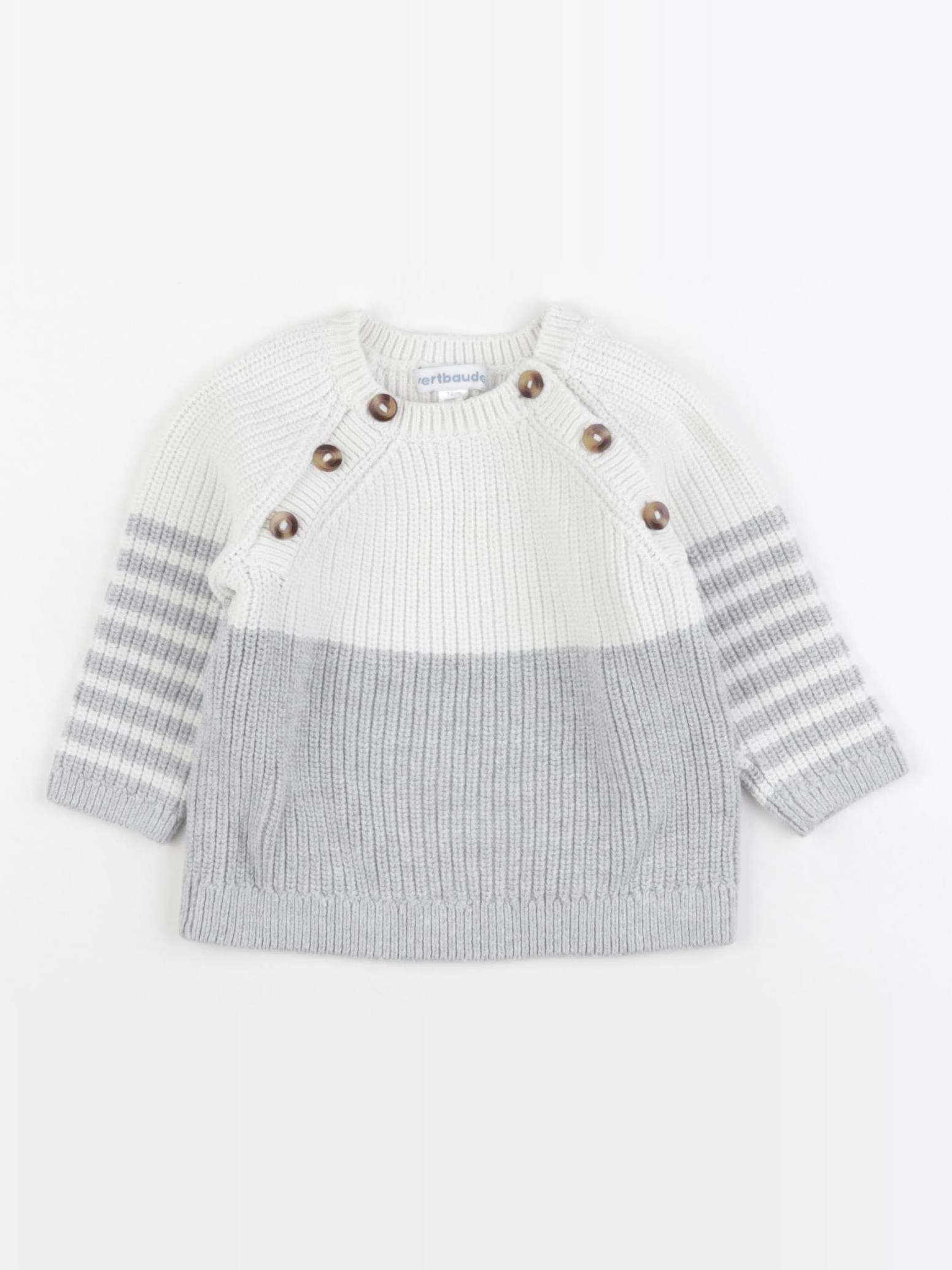 Vertbaudet - pull blanc - 12 mois