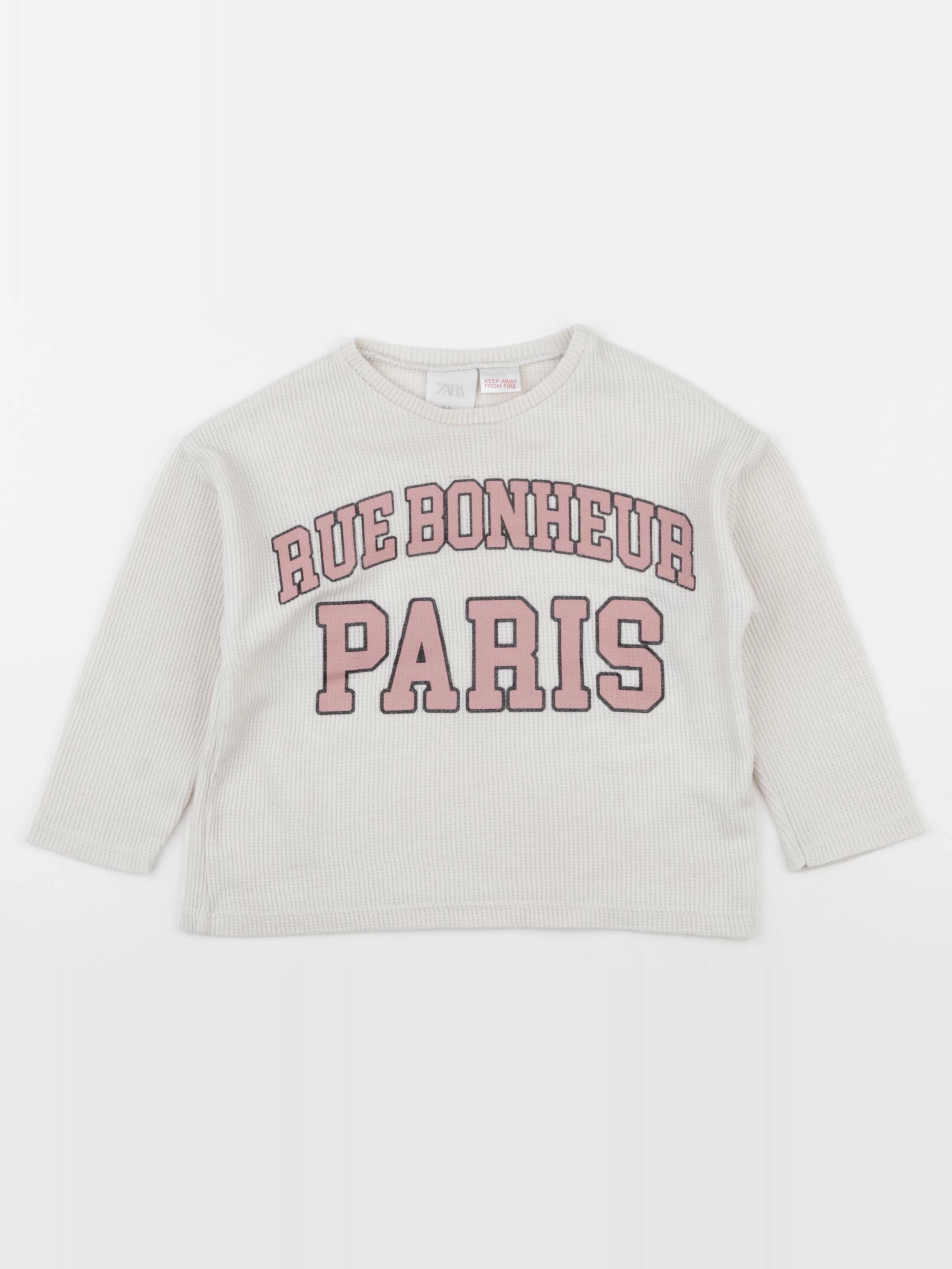 Zara - tee-shirt beige - 2/3 ans