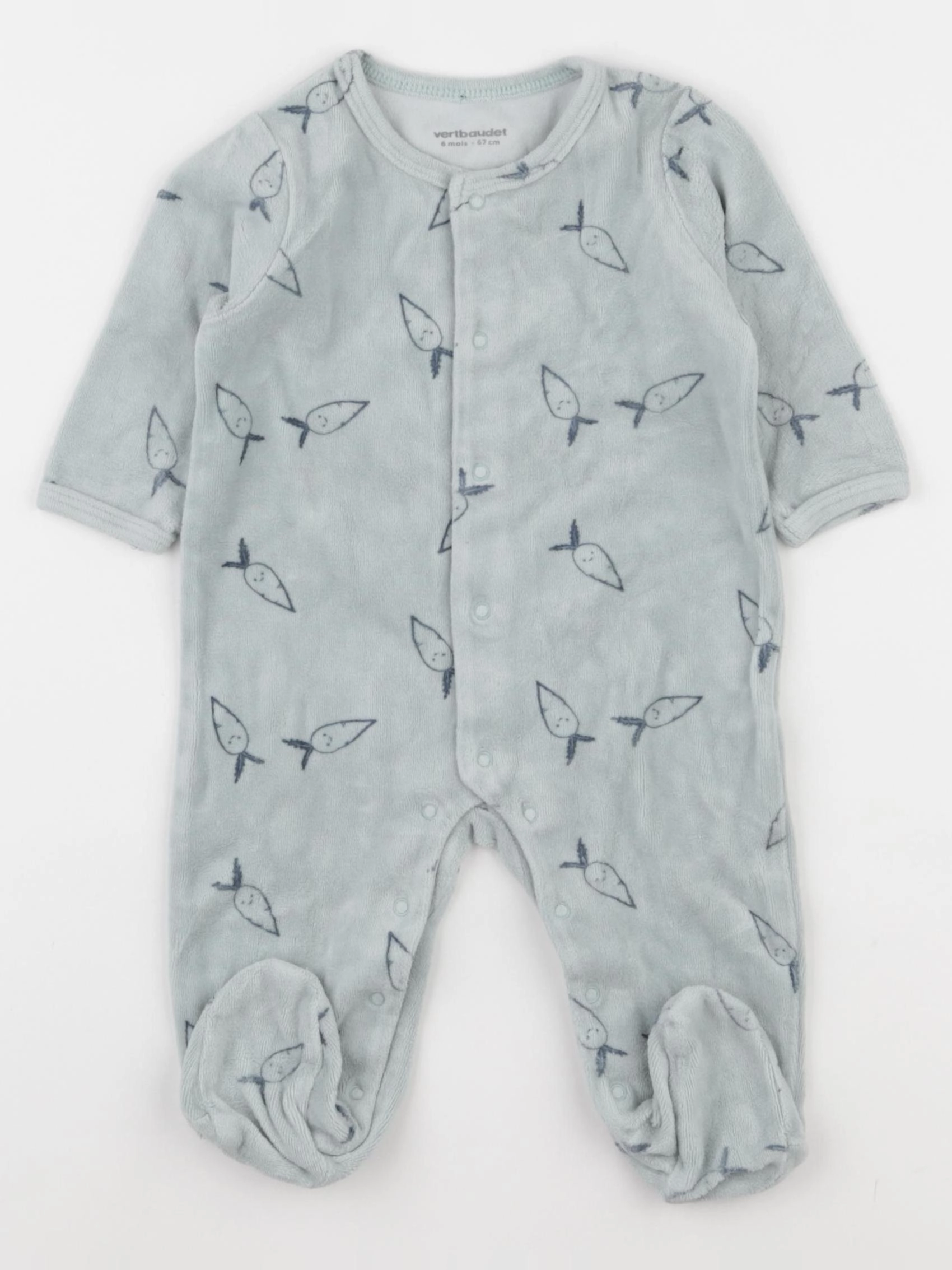Vertbaudet - pyjama velours vert - 6 mois