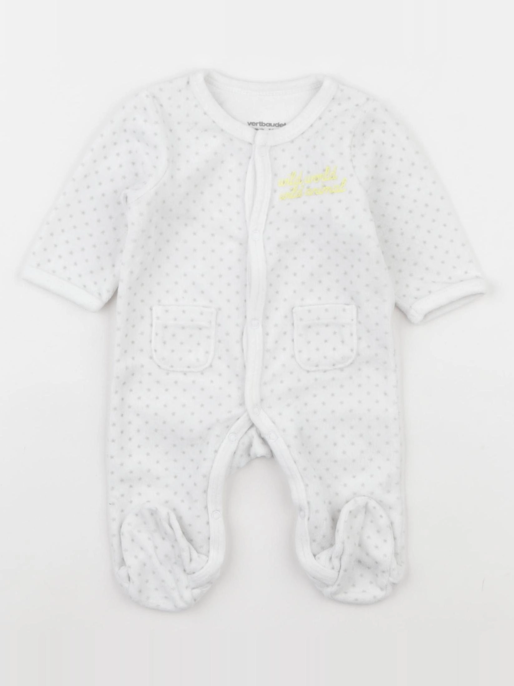 Vertbaudet - pyjama velours blanc - 1 mois