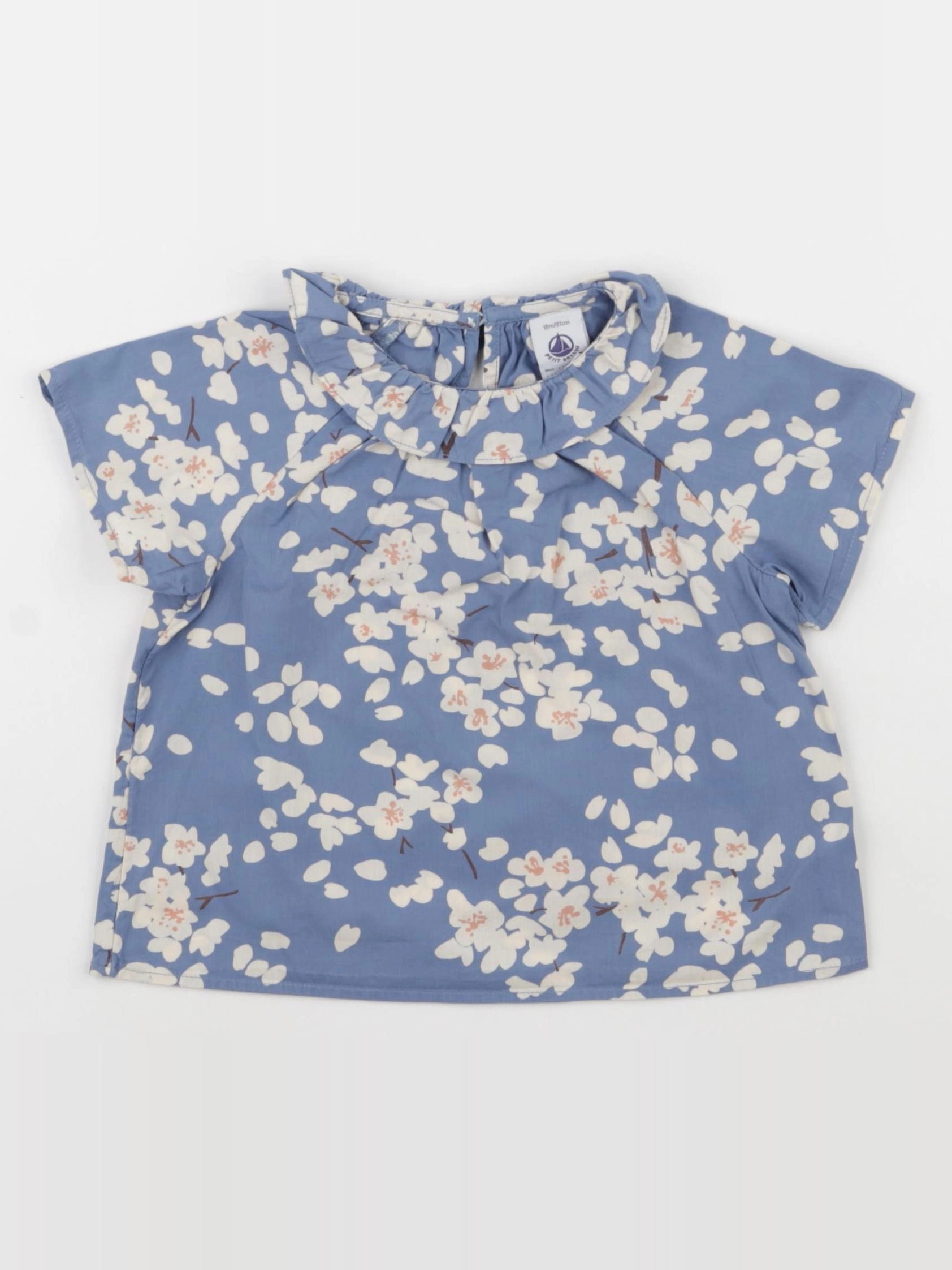 Petit Bateau - blouse bleu - 18 mois