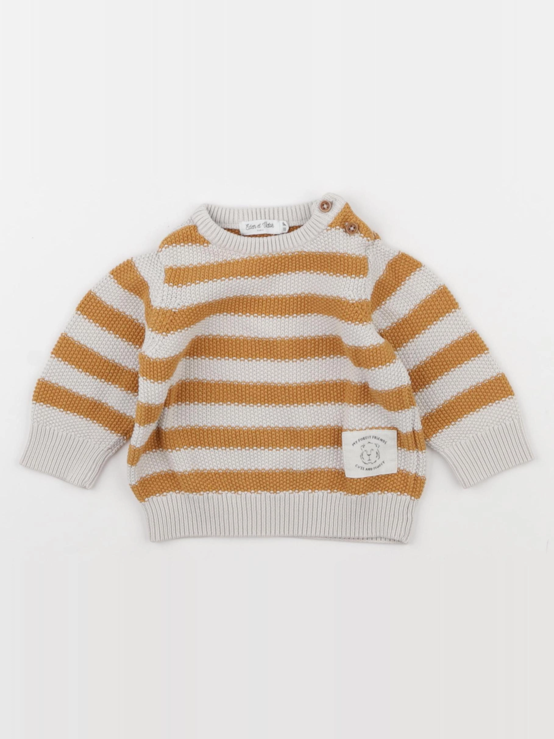 Eden & Victor - pull beige, orange - 6 mois