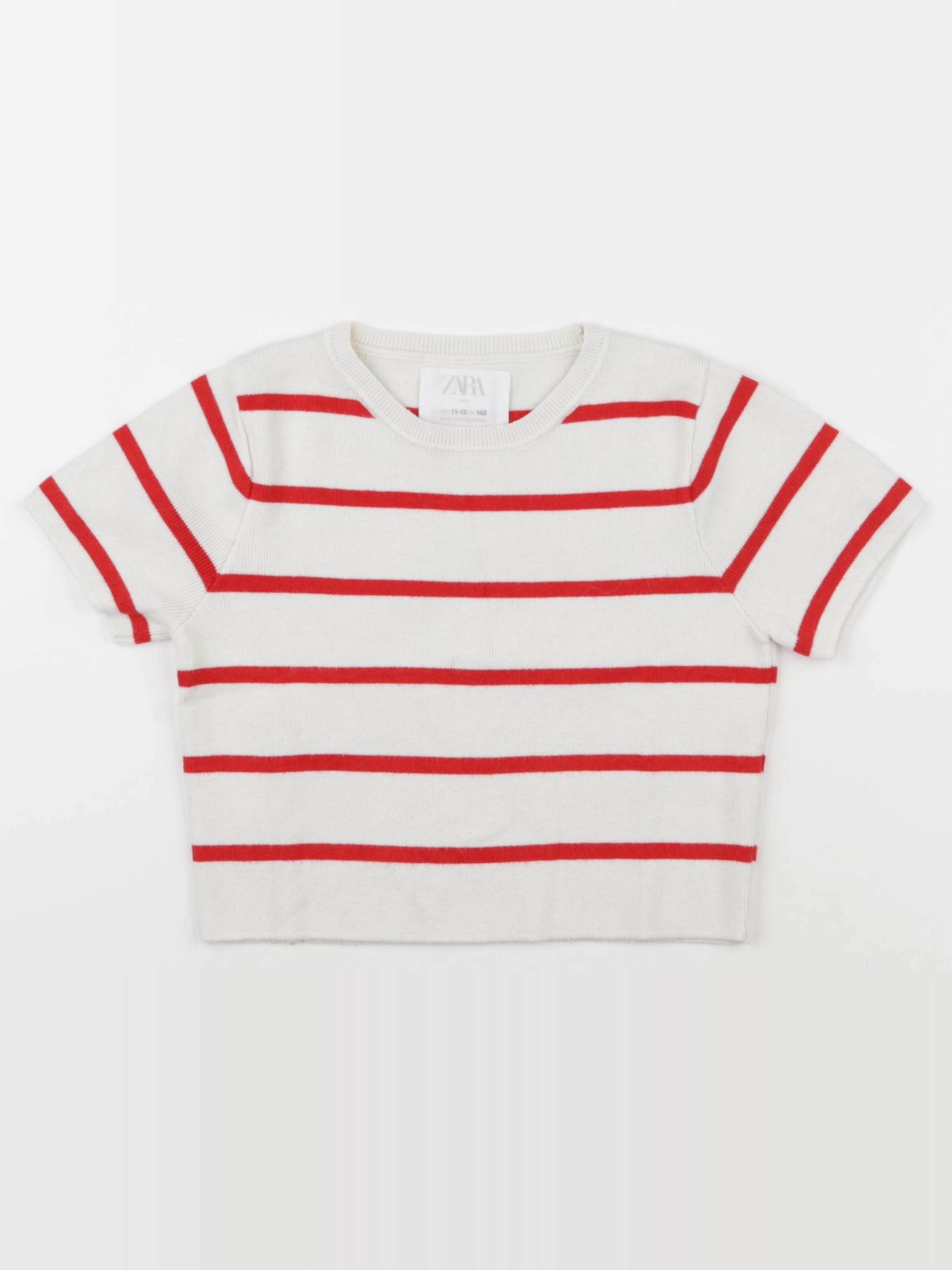 Zara - pull beige, rouge - 11/12 ans