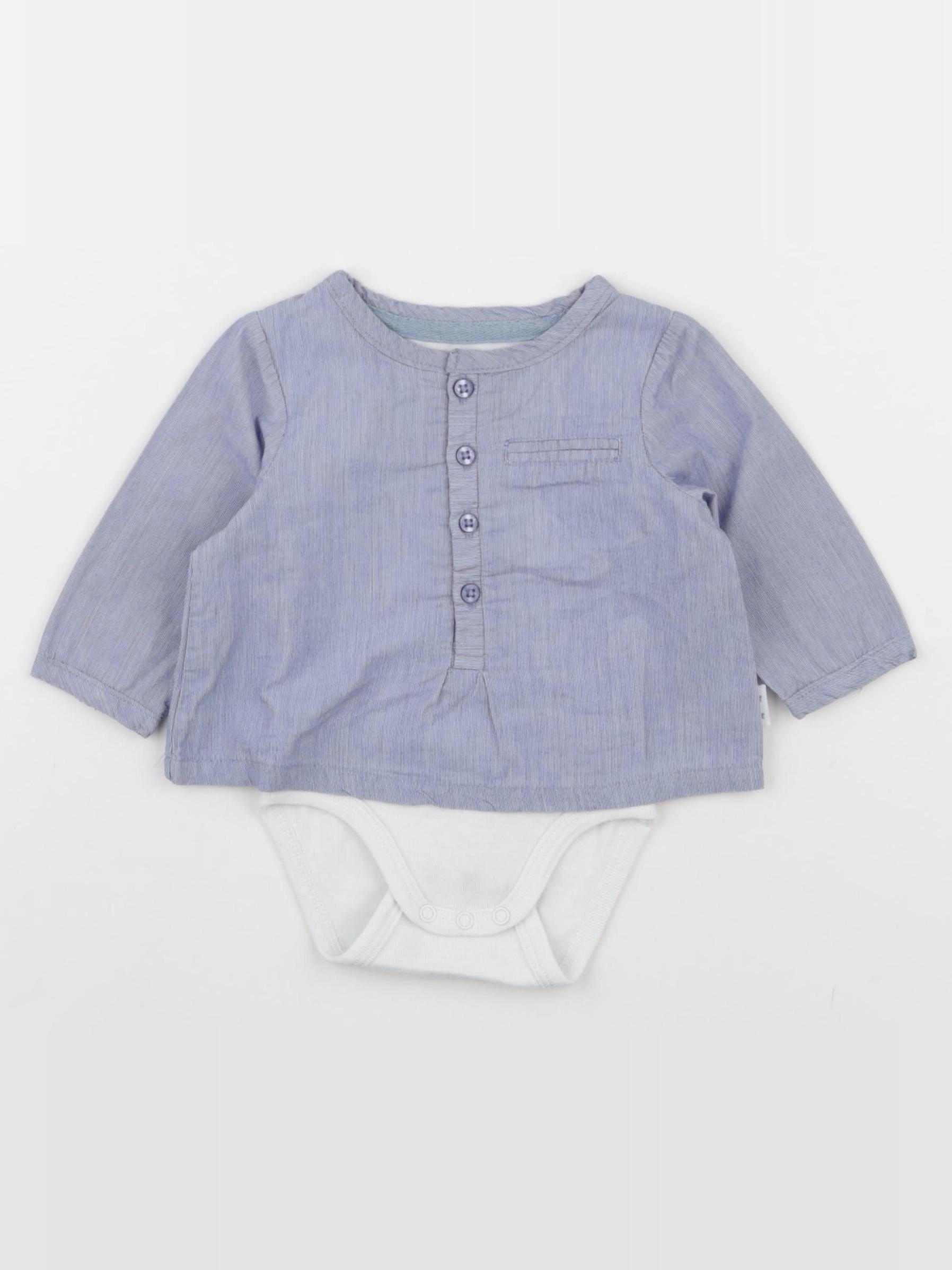 Vertbaudet - body blouse bleu - 3 mois