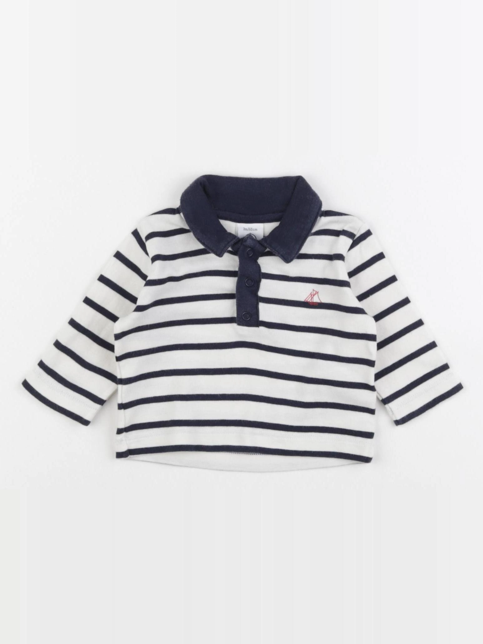 Petit Bateau - tee-shirt beige, bleu - 3 mois