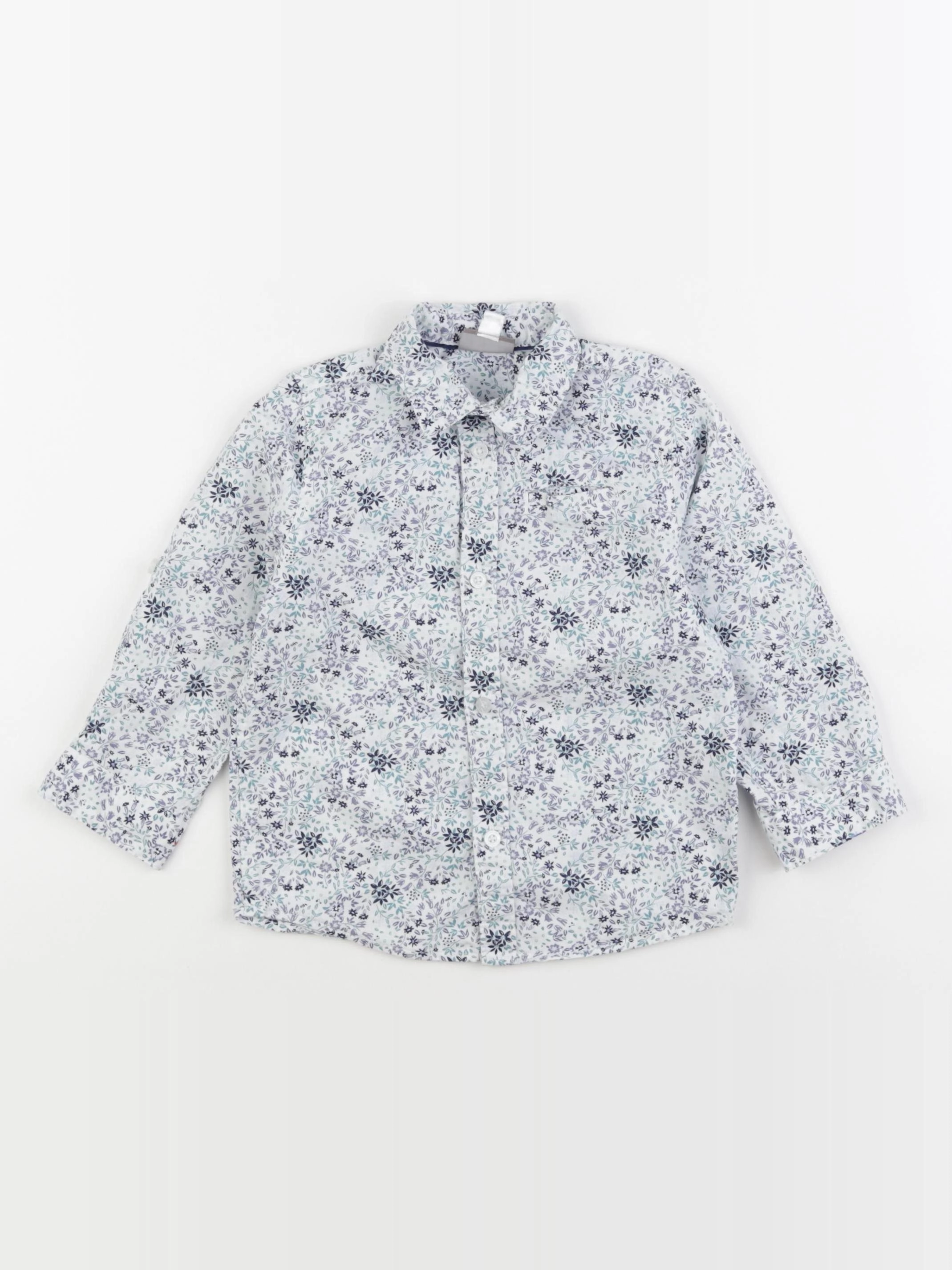 Vertbaudet - chemise blanc, bleu - 3 ans