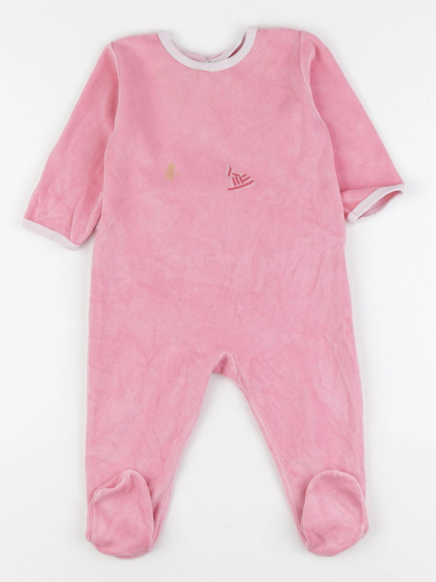 Petit Bateau - pyjama velours rose - 12 mois