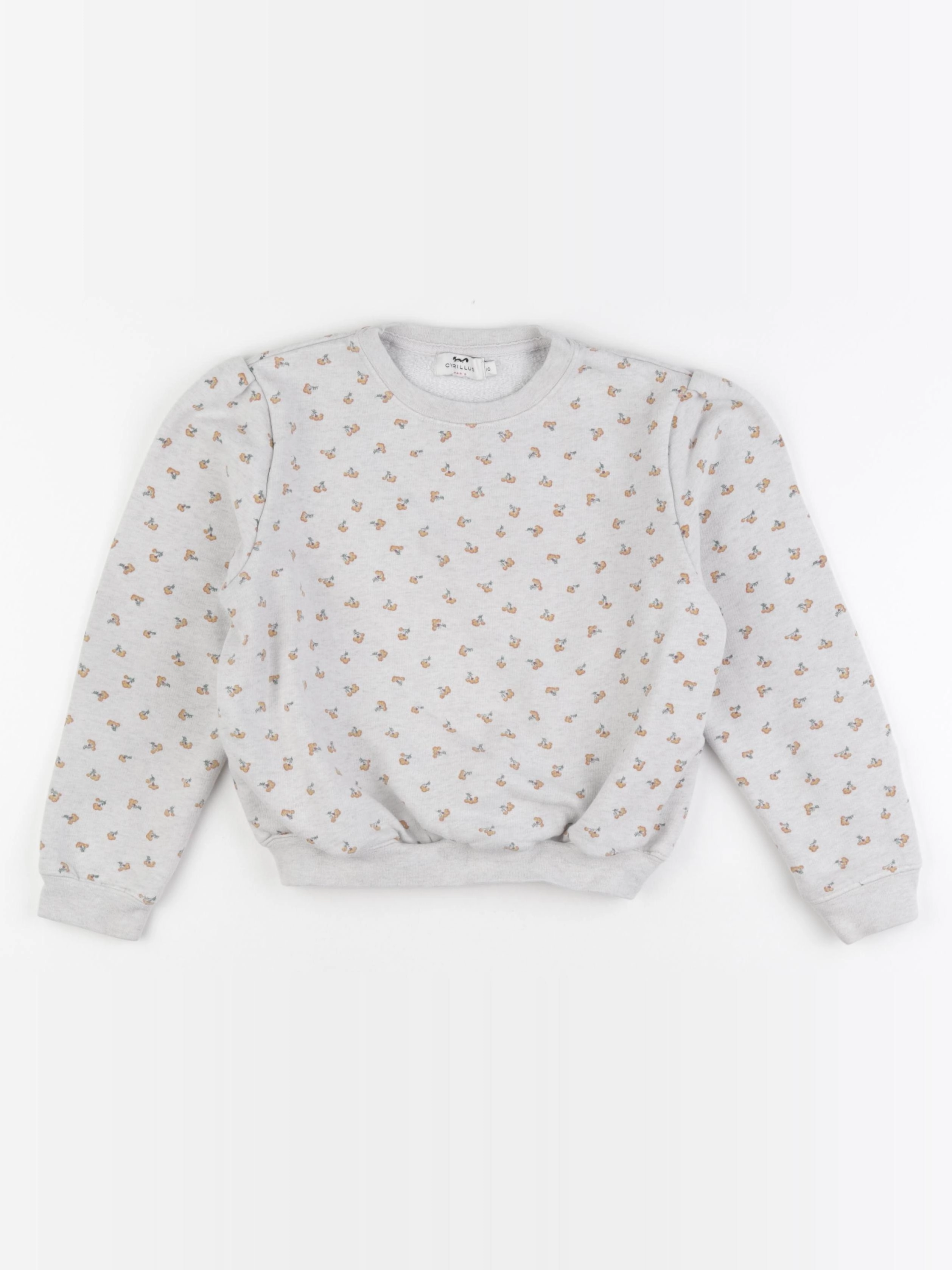 Cyrillus - sweat gris, orange - 10 ans