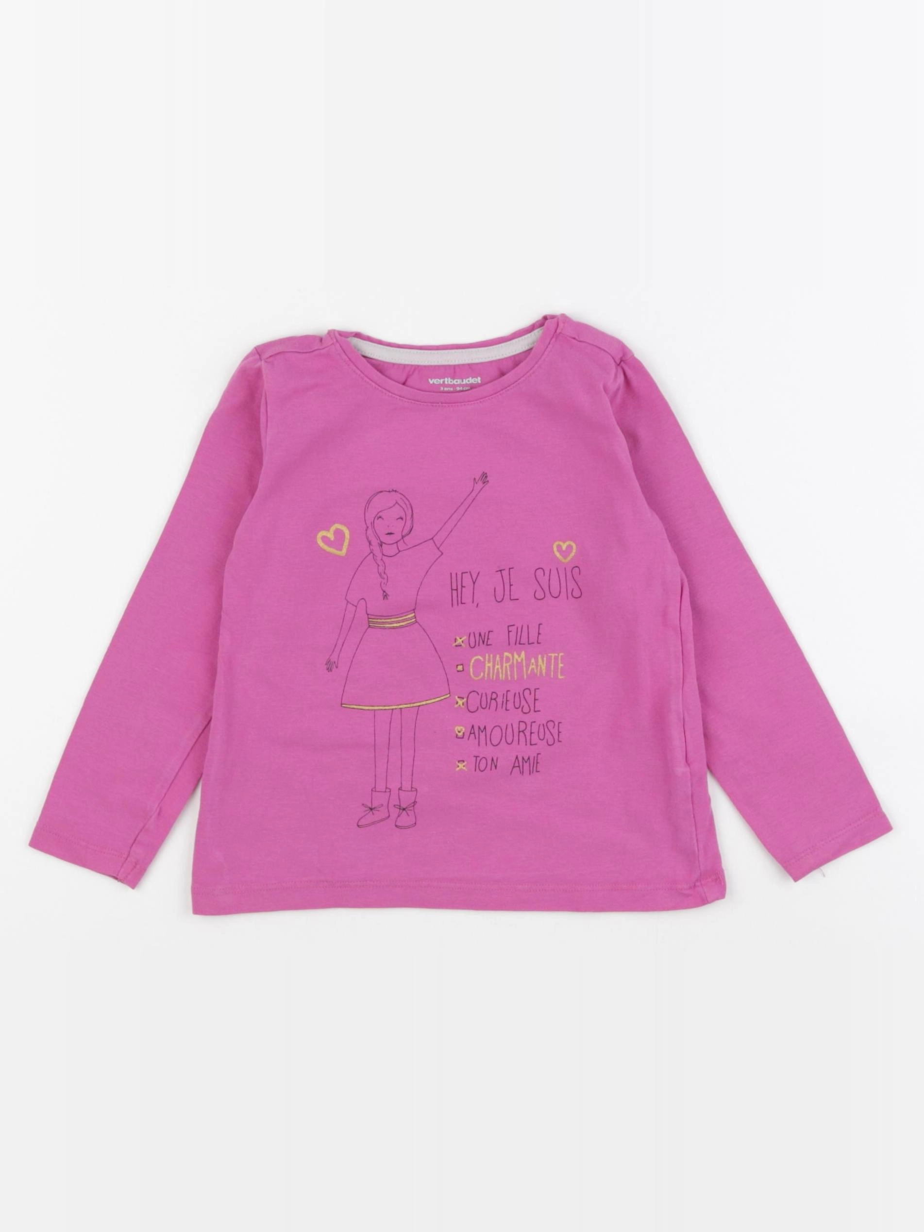 Vertbaudet - tee-shirt rose - 3 ans