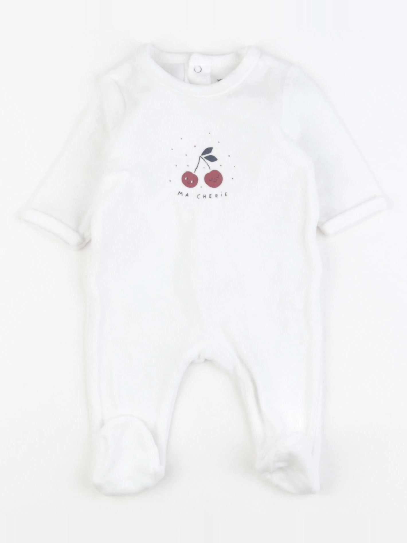 Vertbaudet - pyjama velours blanc - 1 mois