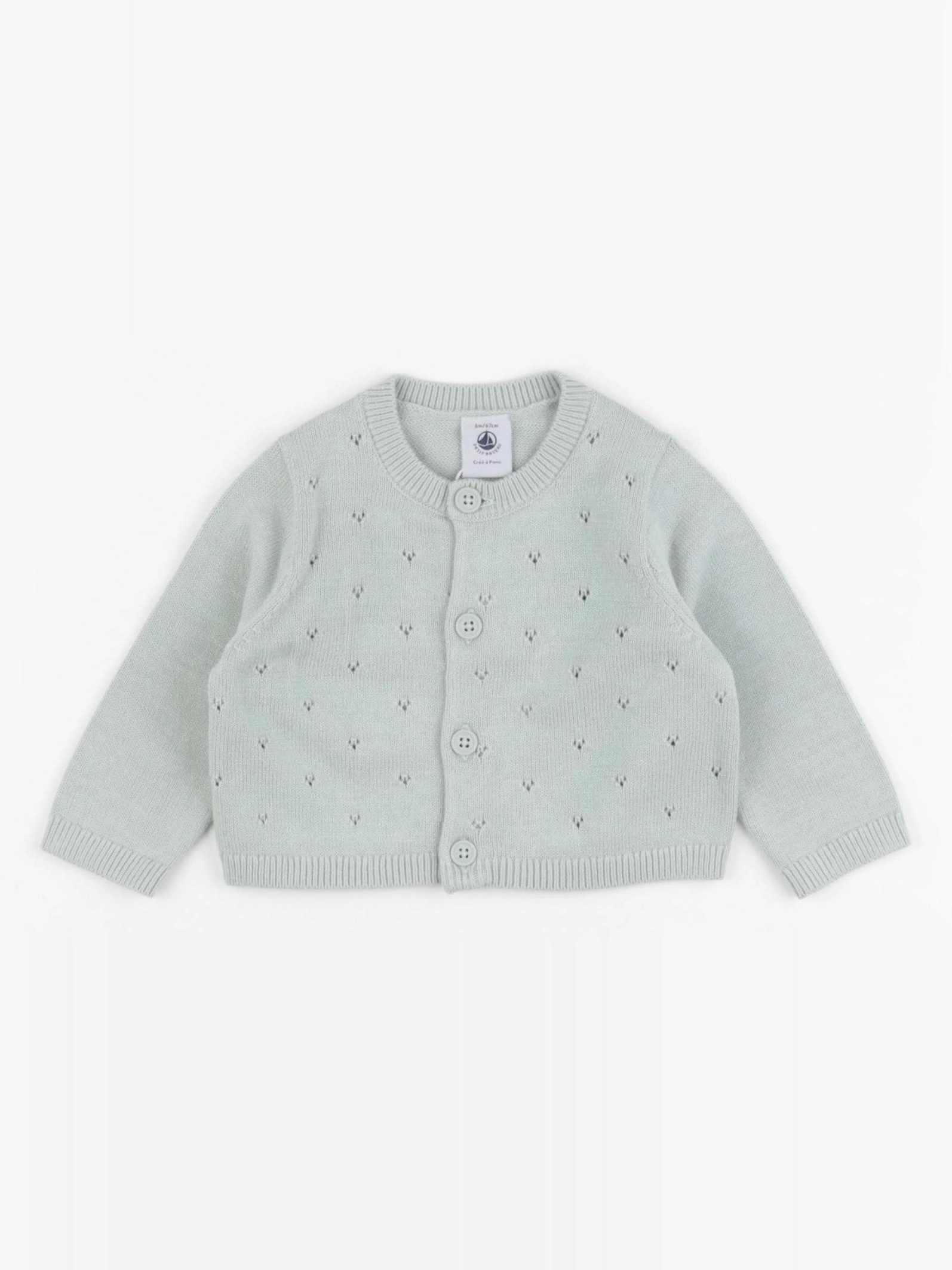 Petit Bateau - gilet vert - 6 mois
