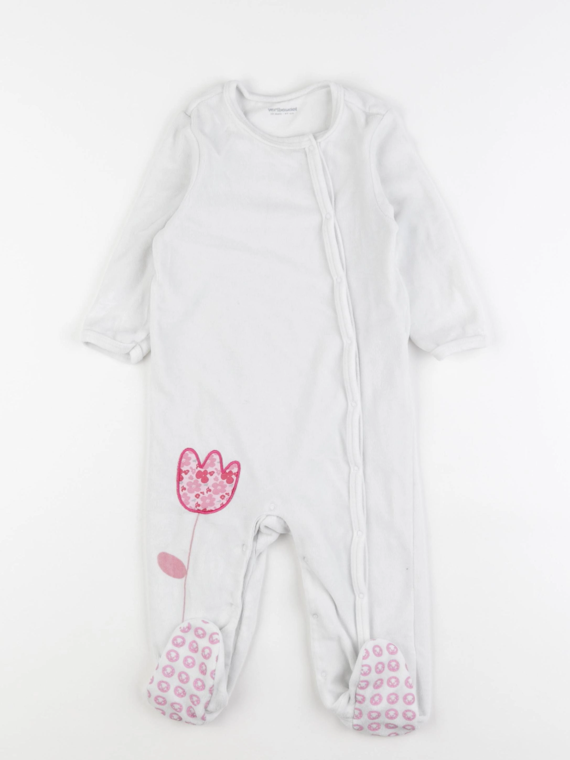 Vertbaudet - pyjama velours blanc - 18 mois