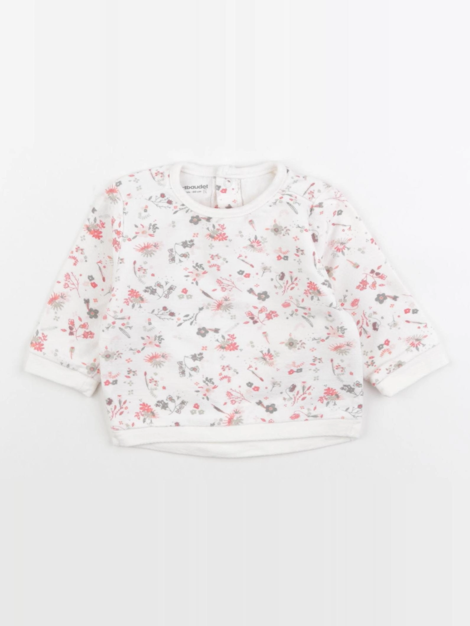 Vertbaudet - sweat rose, blanc - 3 mois