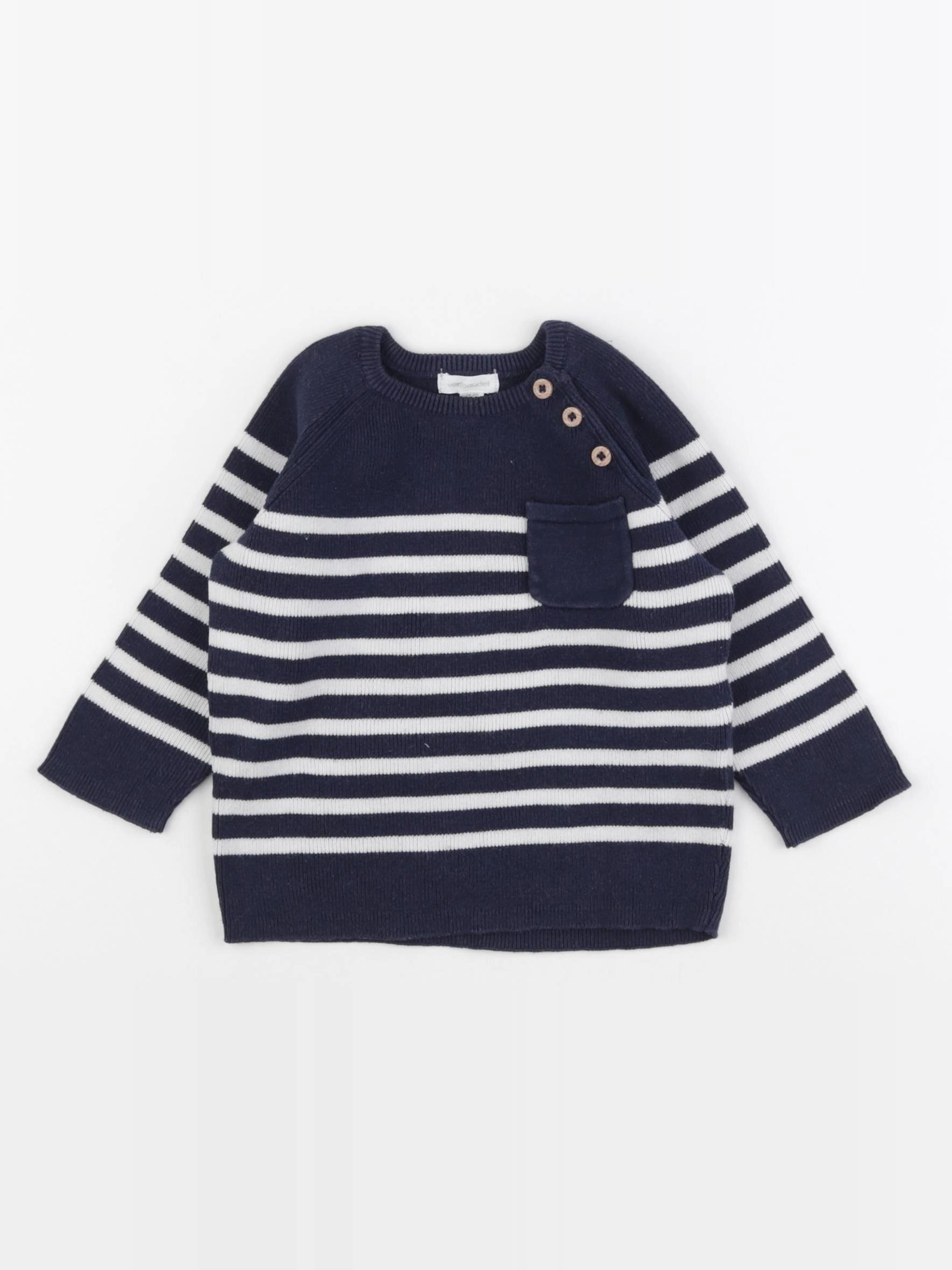 Vertbaudet - pull bleu - 12 mois