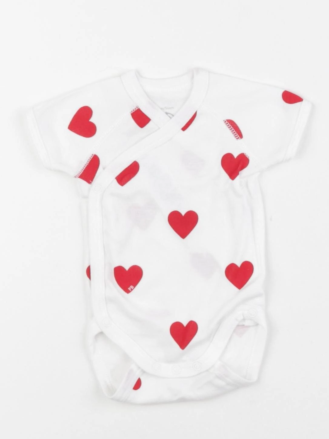 Petit Bateau - body blanc, rouge - 1 mois
