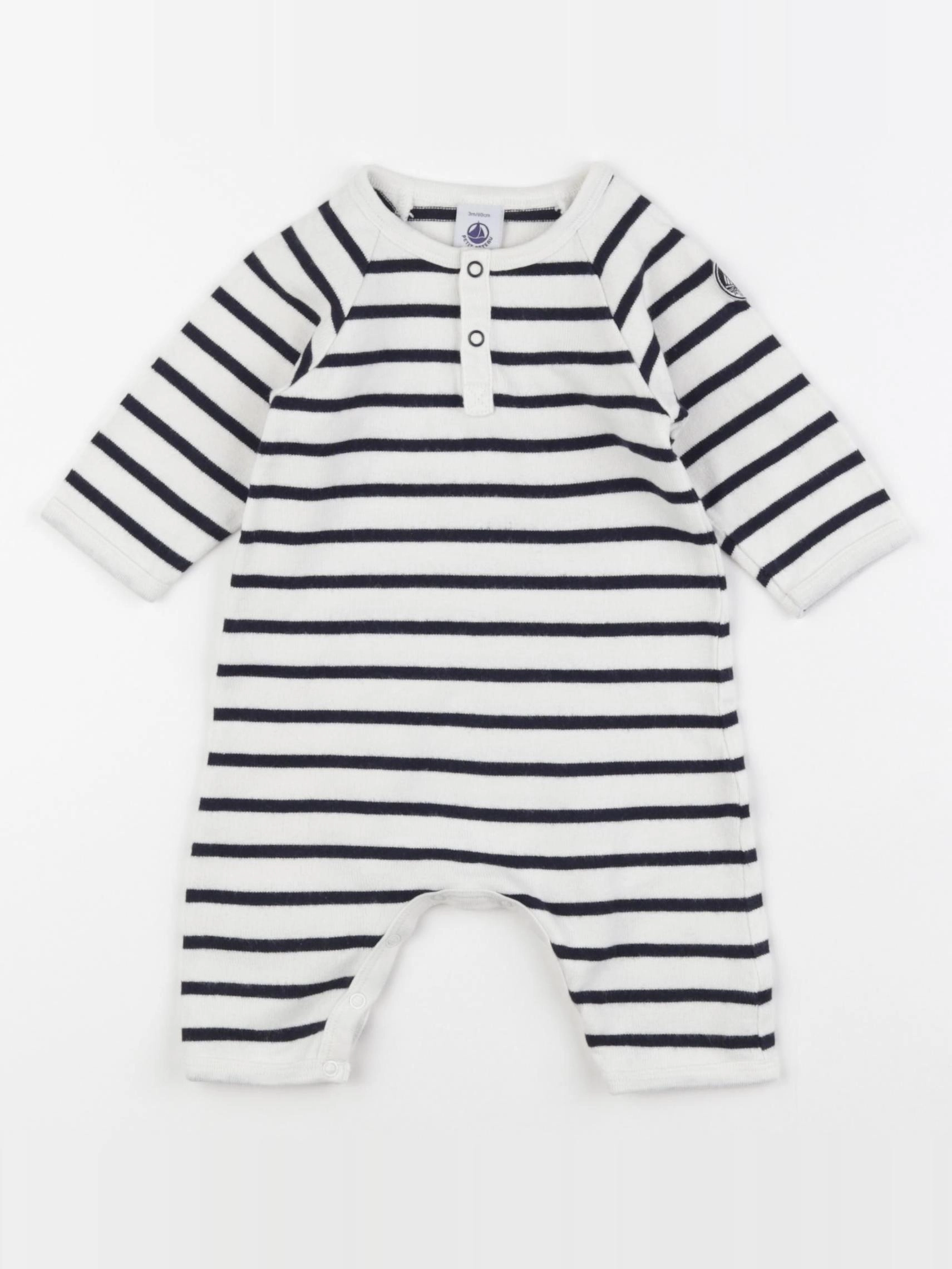 Petit Bateau - combinaison beige, bleu - 3 mois