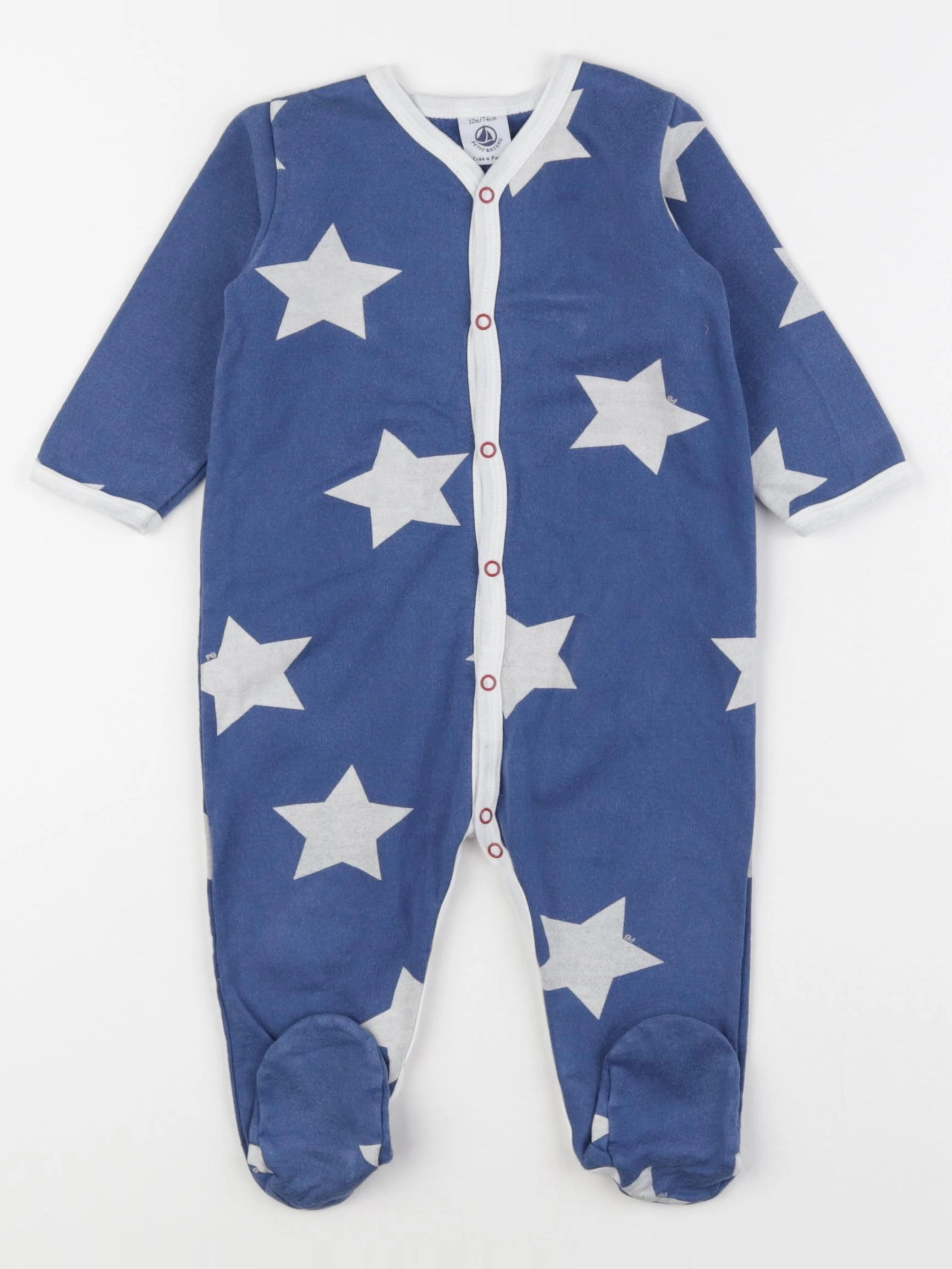 Petit Bateau - pyjama coton bleu - 12 mois