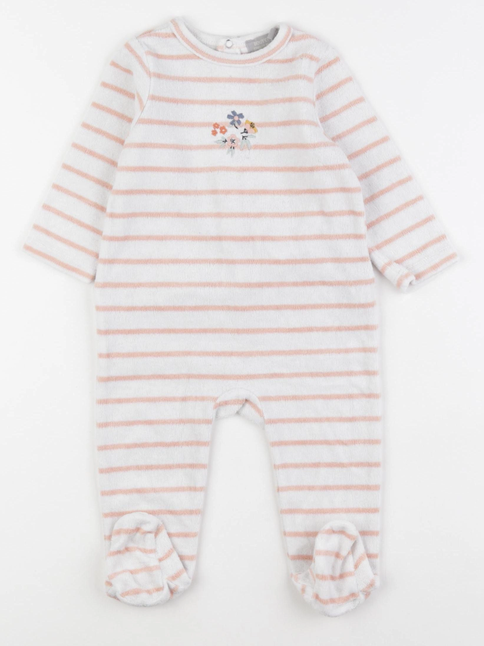 Boutchou - pyjama velours beige, orange - 6 mois