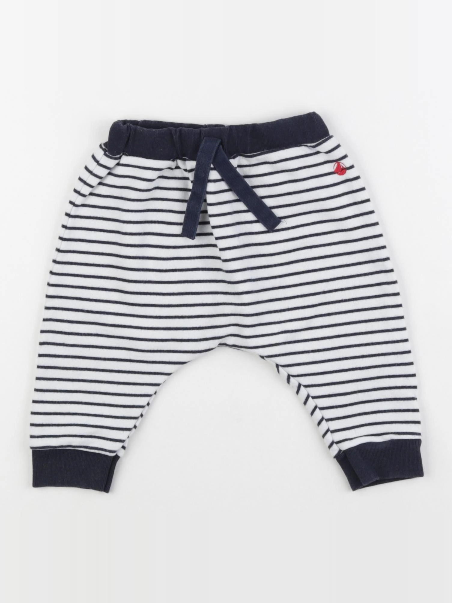 Petit Bateau - sarouel blanc, bleu - 6 mois