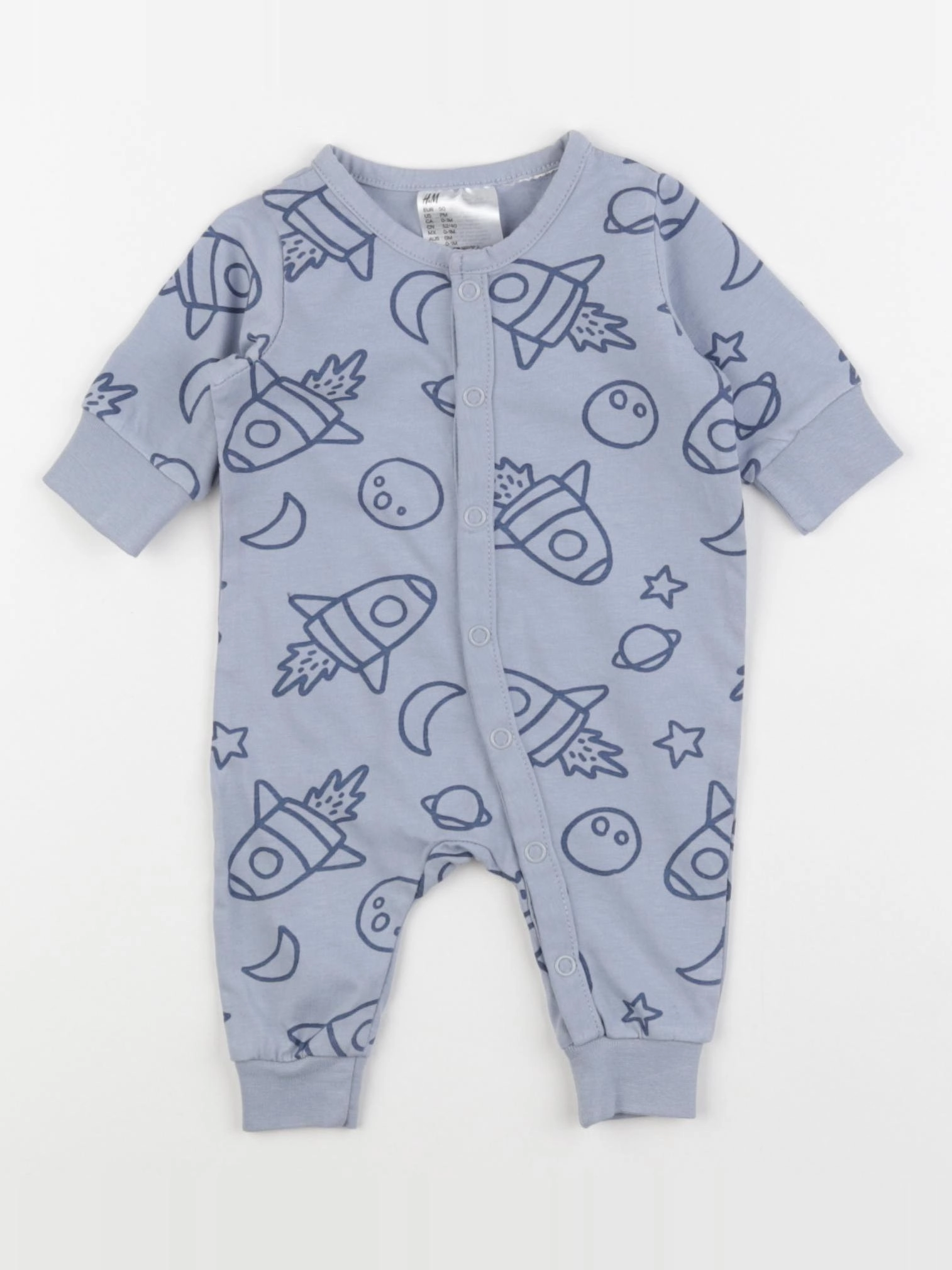 H&M - pyjama coton bleu - 0/1 mois