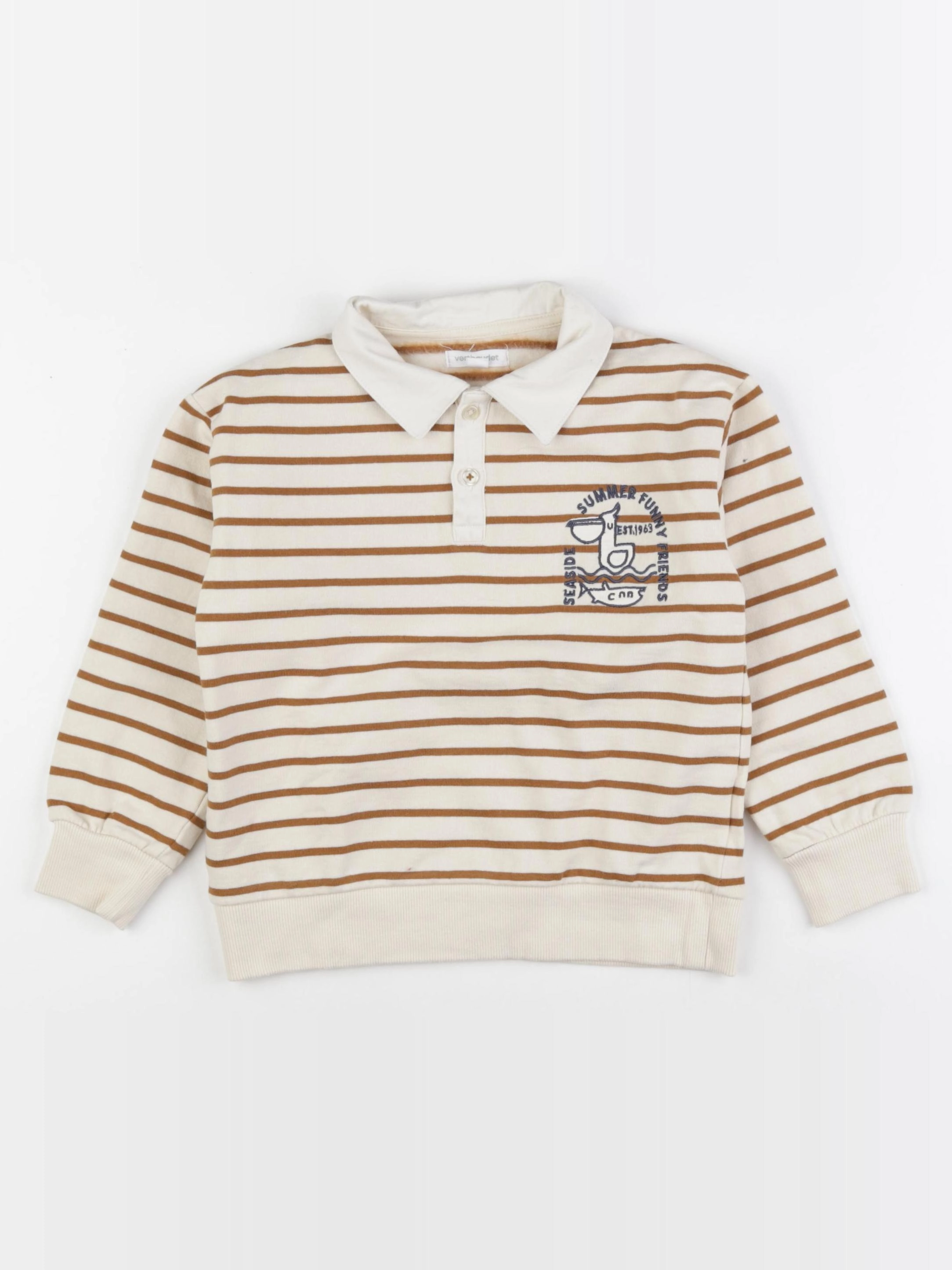 Vertbaudet - sweat beige, marron - 5 ans