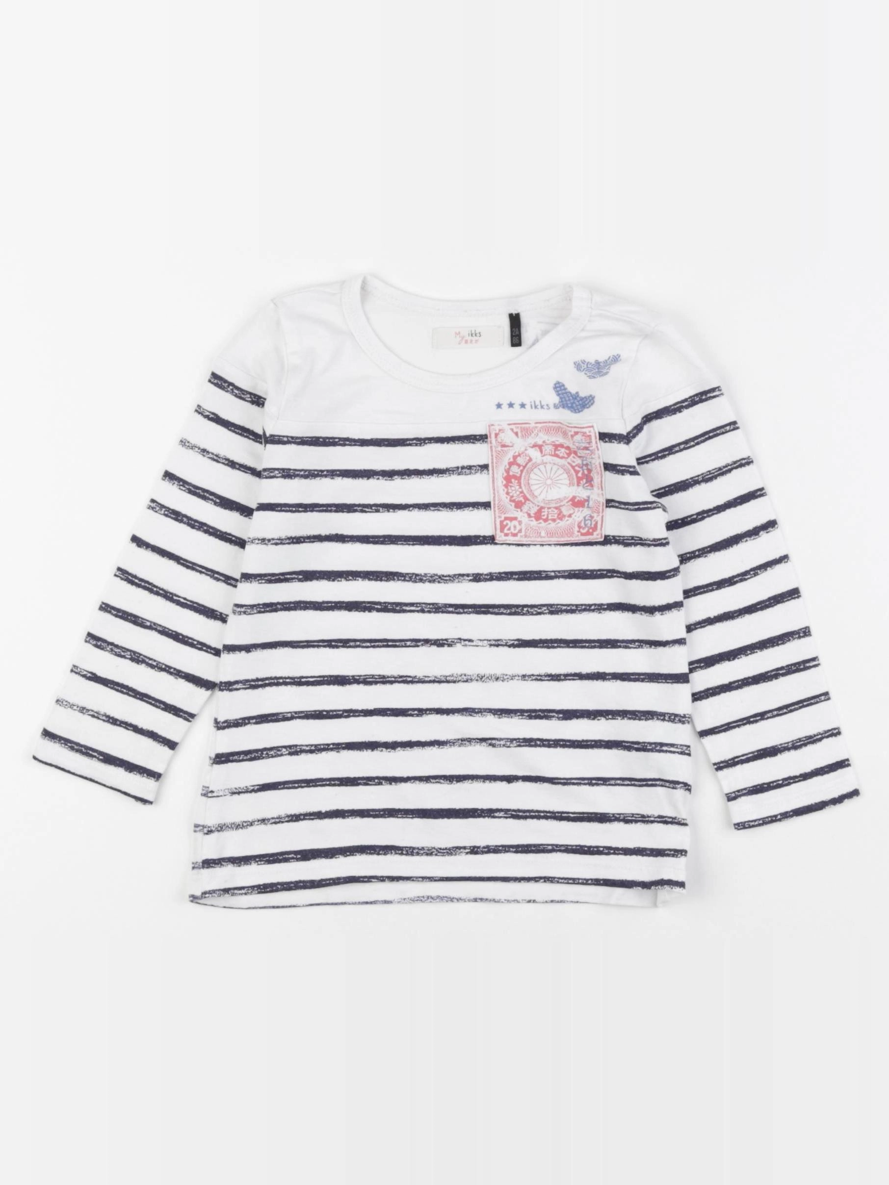 IKKS - tee-shirt blanc, bleu - 2 ans