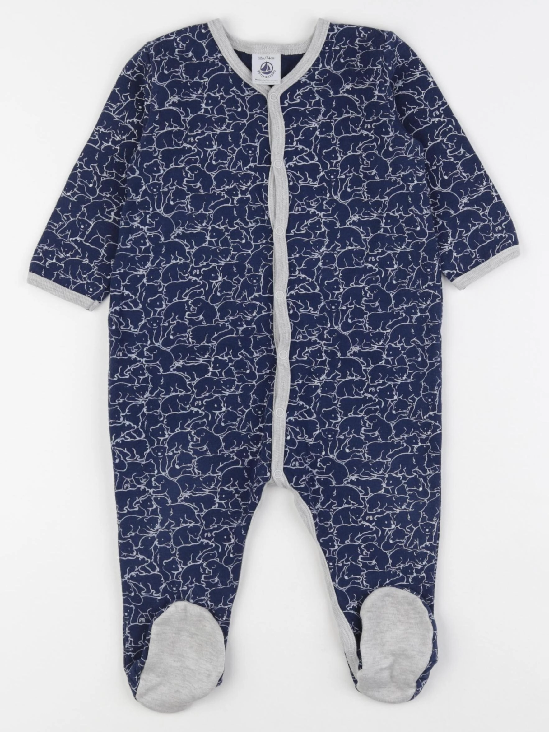 Petit Bateau - pyjama bleu - 12 mois