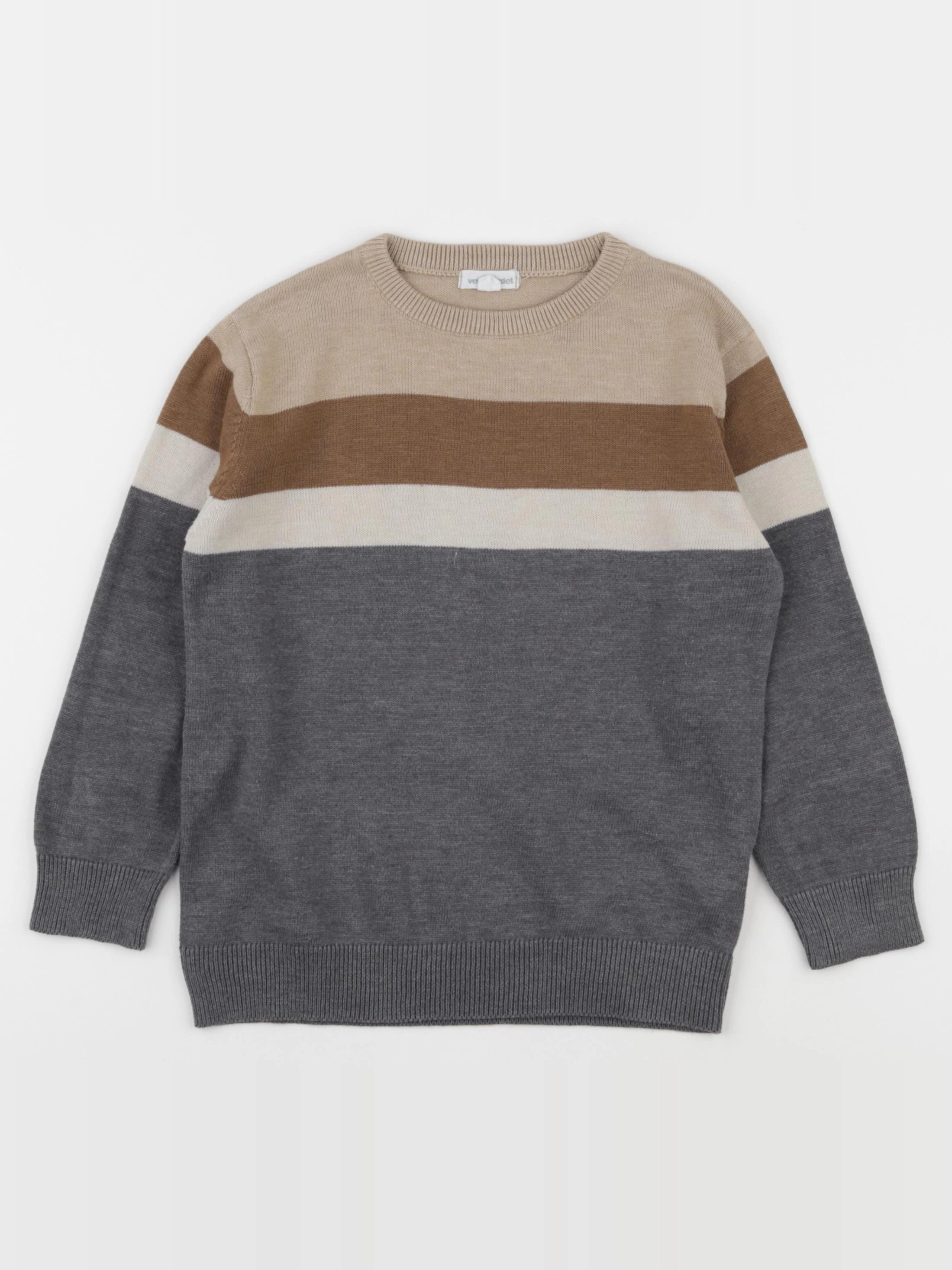 Vertbaudet - pull marron, gris - 6 ans