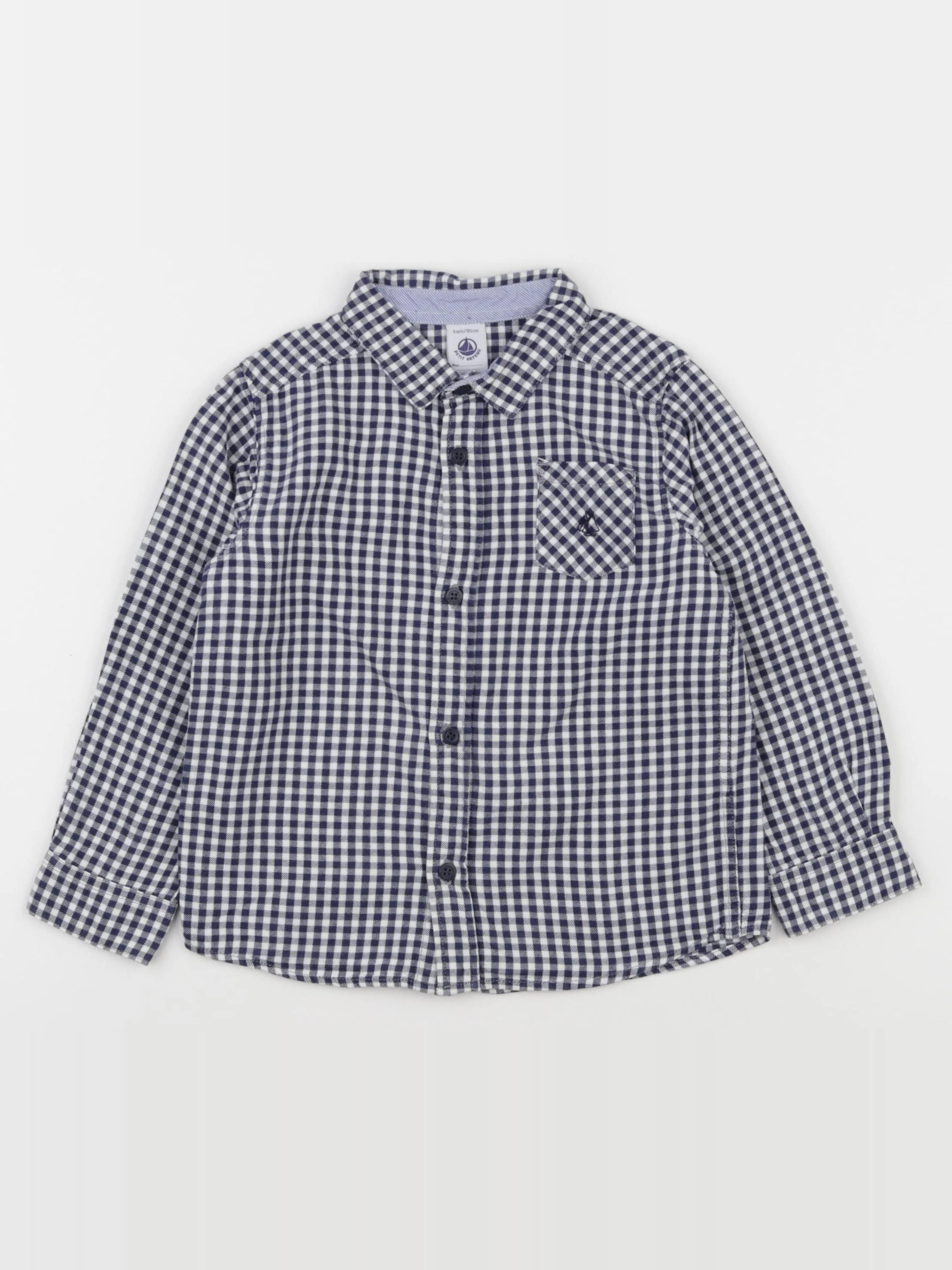 Petit Bateau - chemise bleu - 4 ans