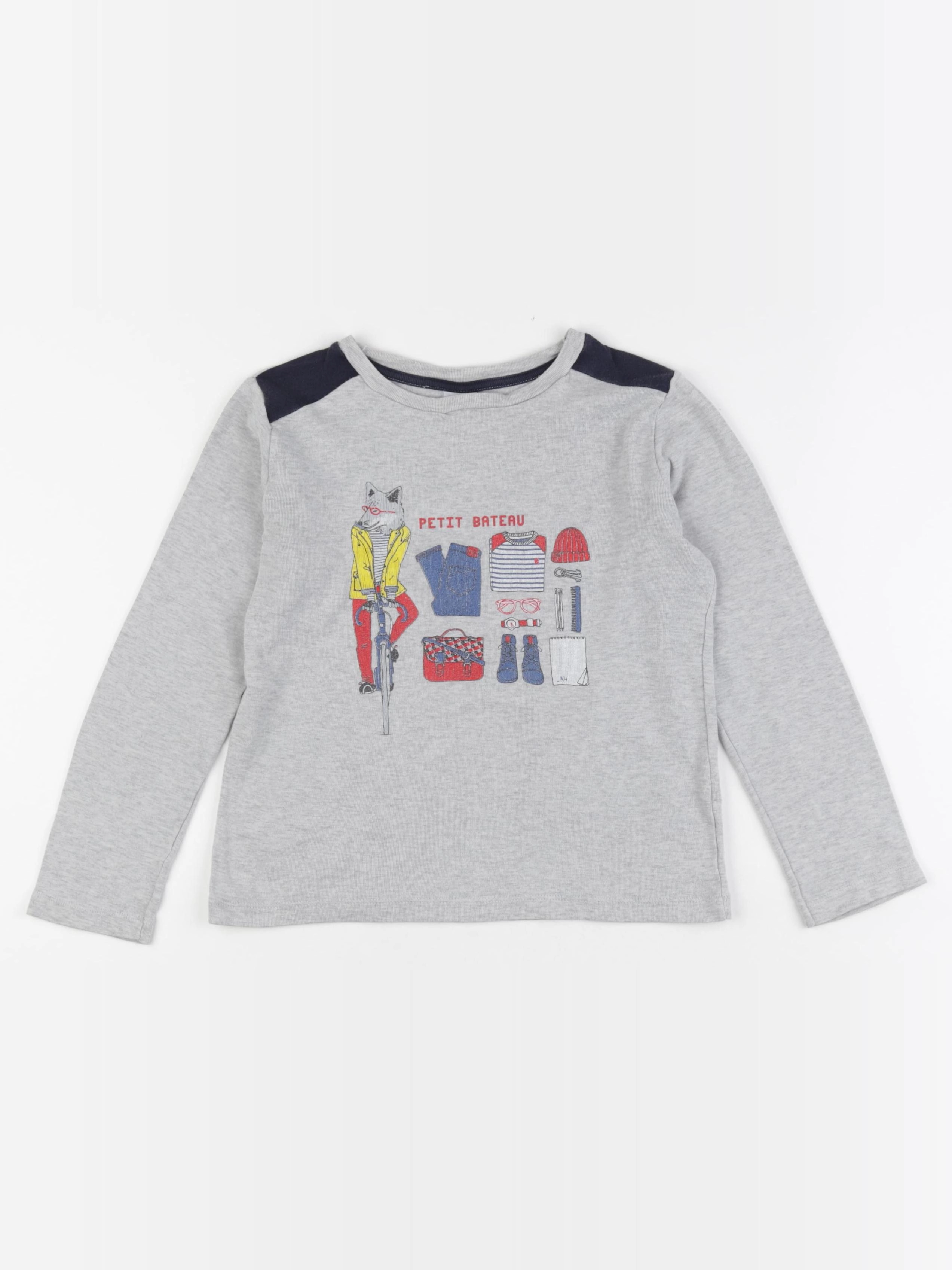 Petit Bateau - tee-shirt gris - 8 ans