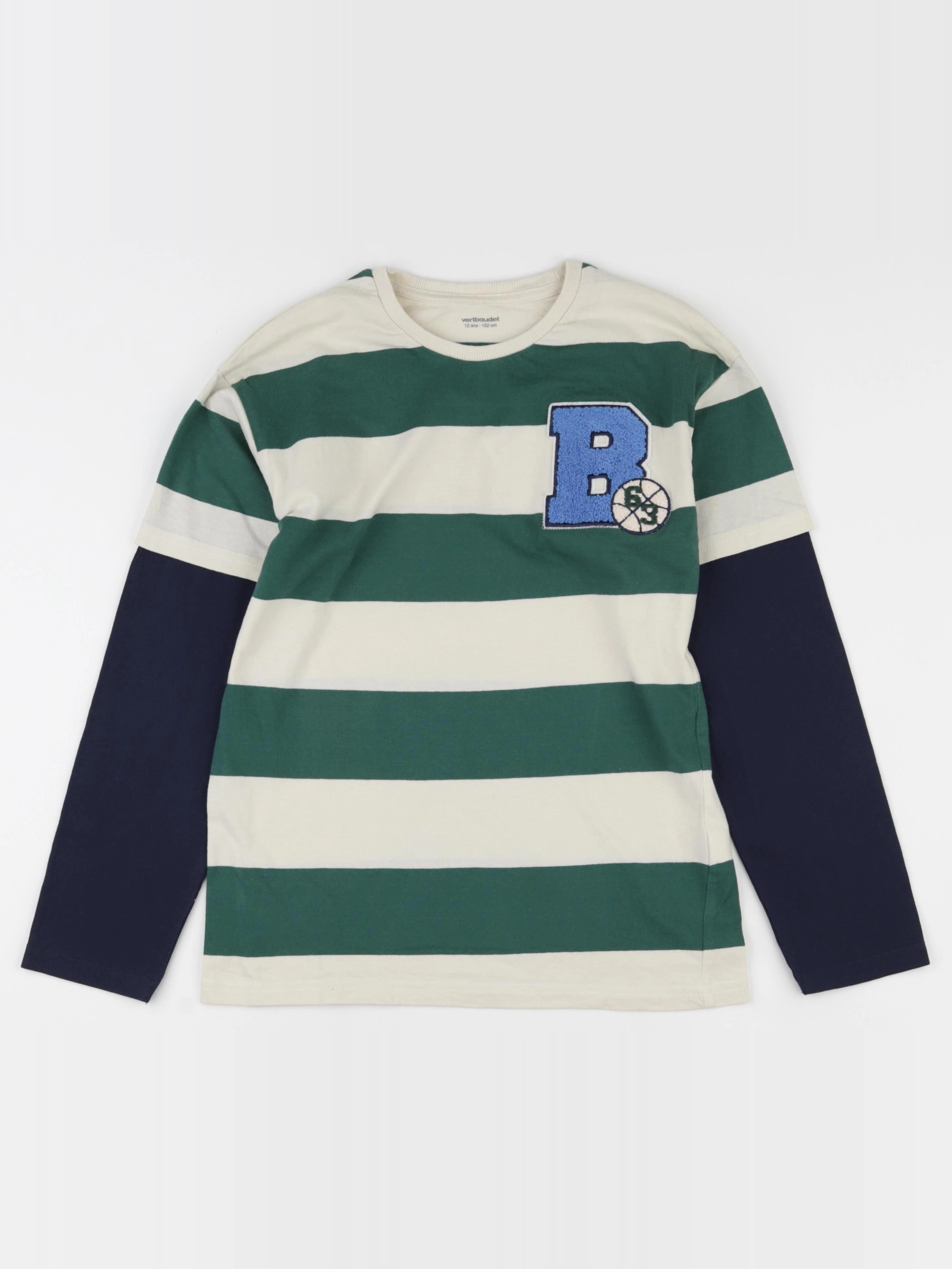 Vertbaudet - tee-shirt beige, vert - 12 ans