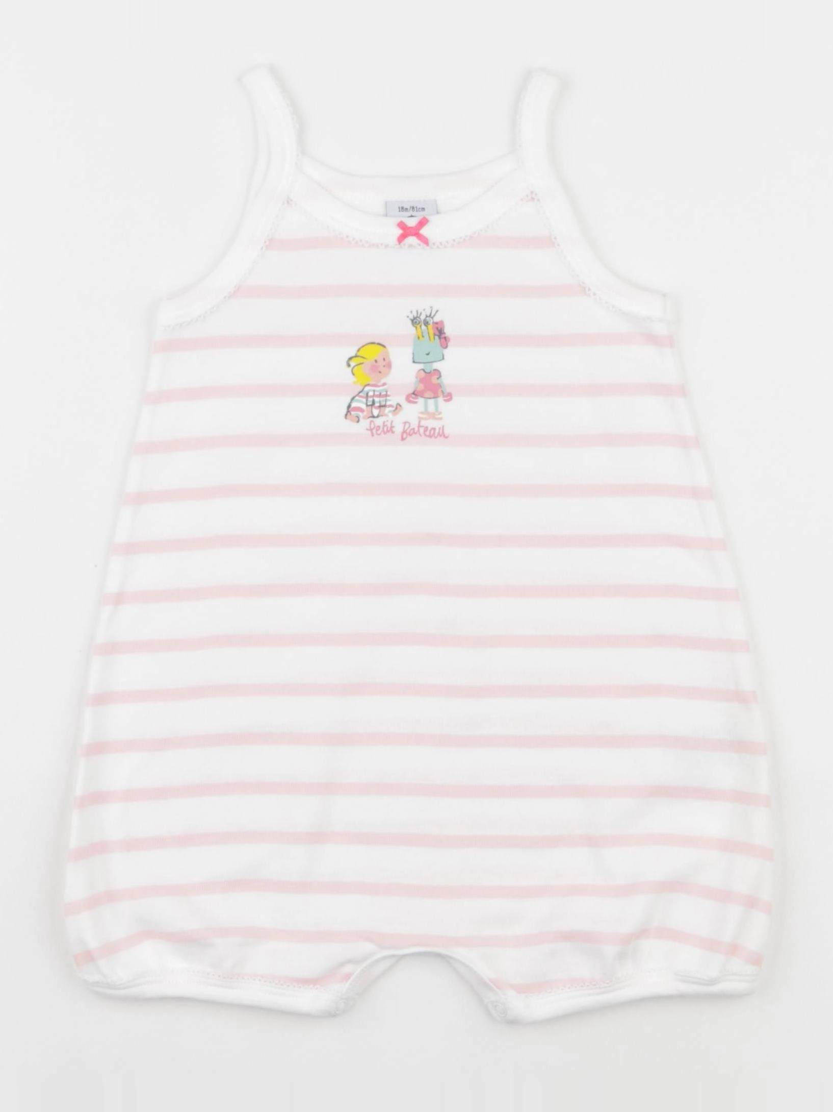 Petit Bateau - pyjama coton blanc, rose - 18 mois