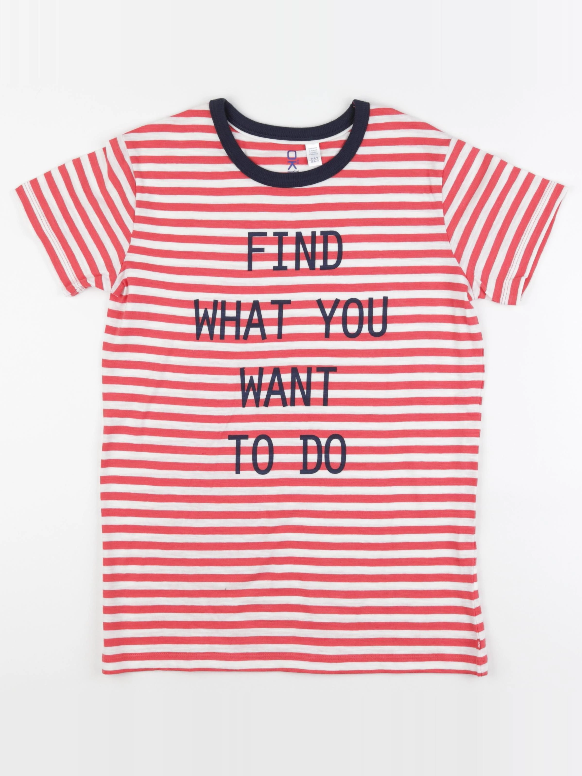 Okaidi - tee-shirt blanc, rouge - 14 ans