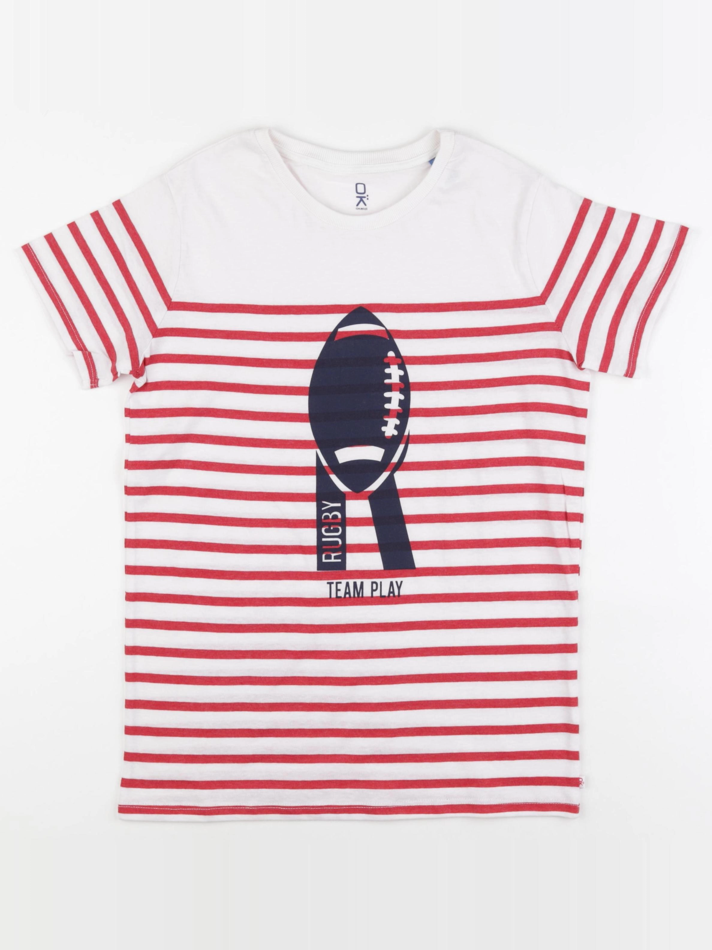 Okaidi - tee-shirt blanc, rouge - 14 ans